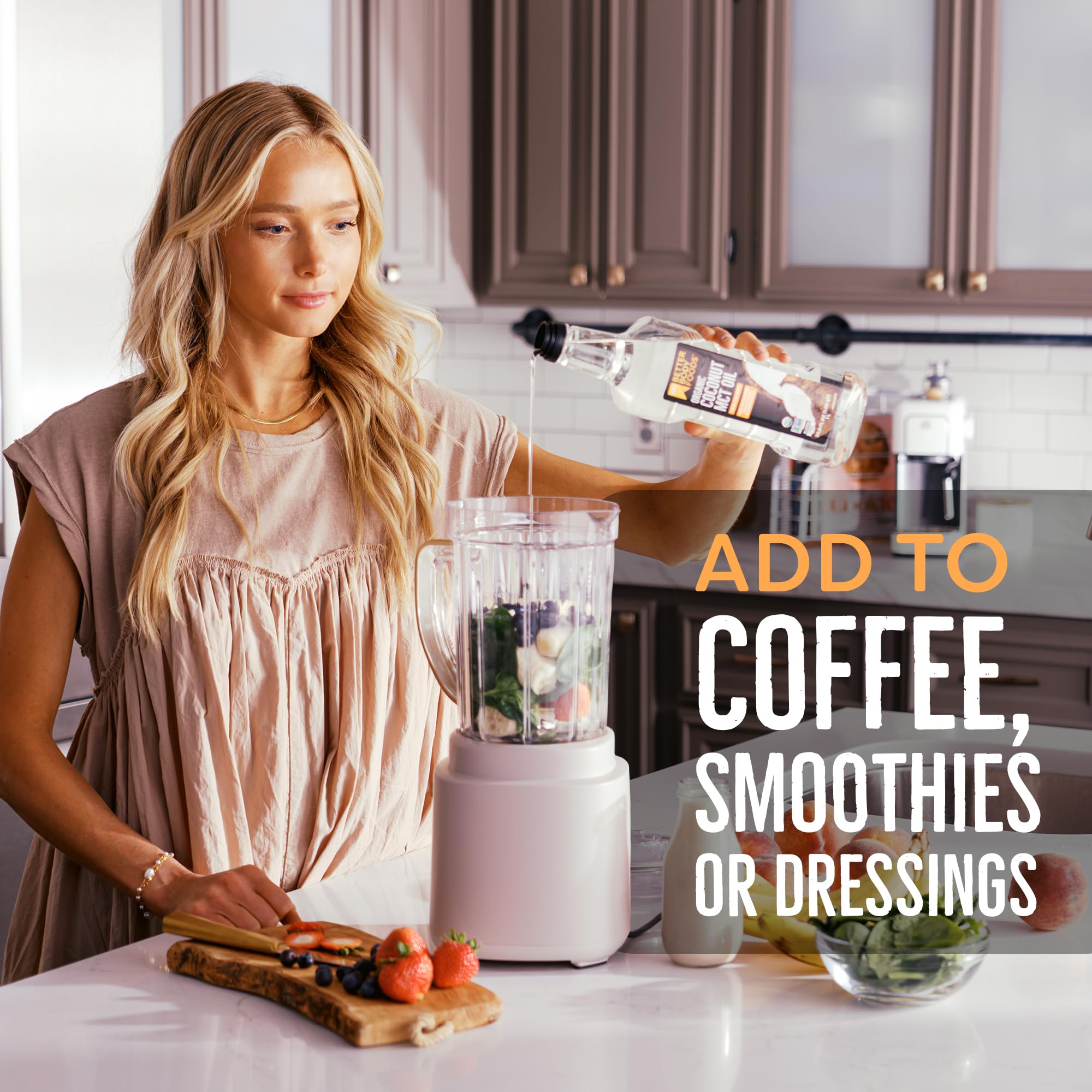 BetterBody Foods Organic Coconut MCT Oil - Energy Boosting- Keto-Friendly - C8 & C10 - Gluten Free - 1 Liter, 33.8 Fl Oz