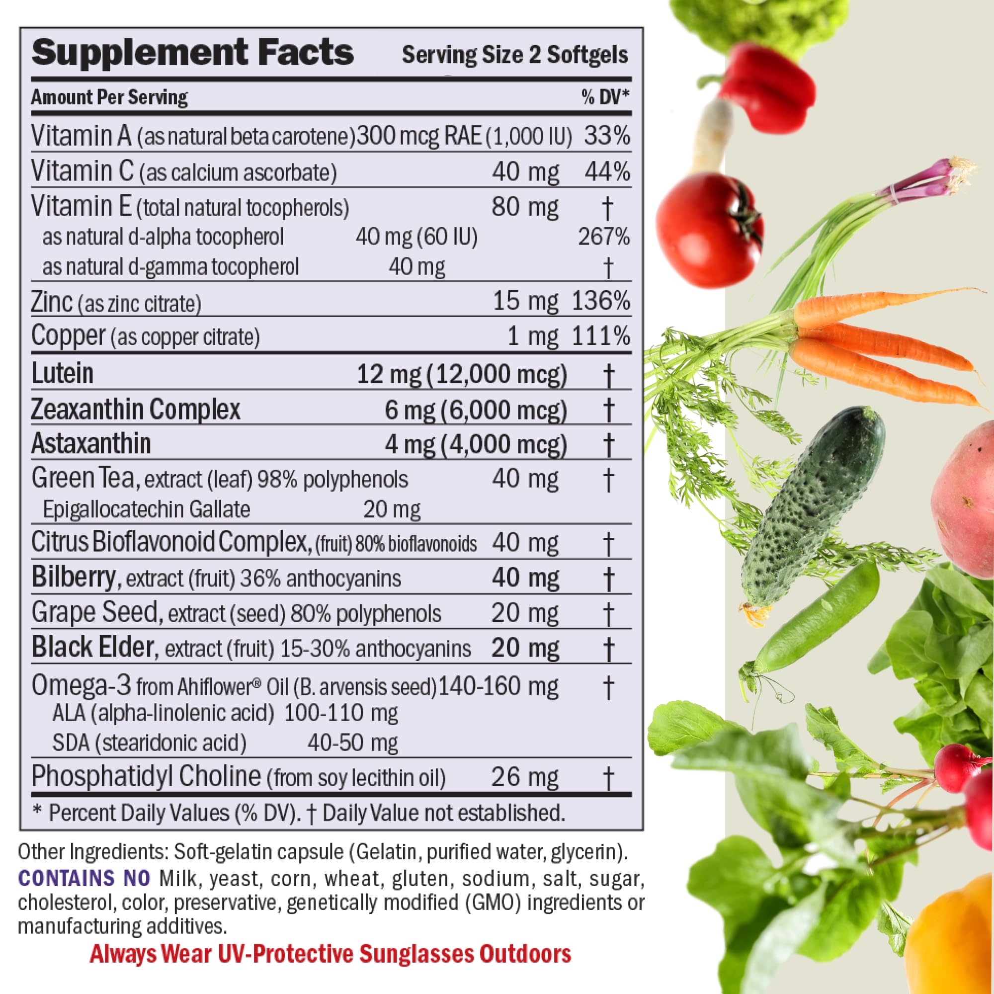 ANDREW LESSMAN Ultimate Eye Support with Astaxanthin 60 Softgels - 12mg Lutein, 6mg Zeaxanthin, 4mg Astaxanthin, Bilberry. Key Nutrients to Support Eye Health, Promote Healthy Vision. No Additives