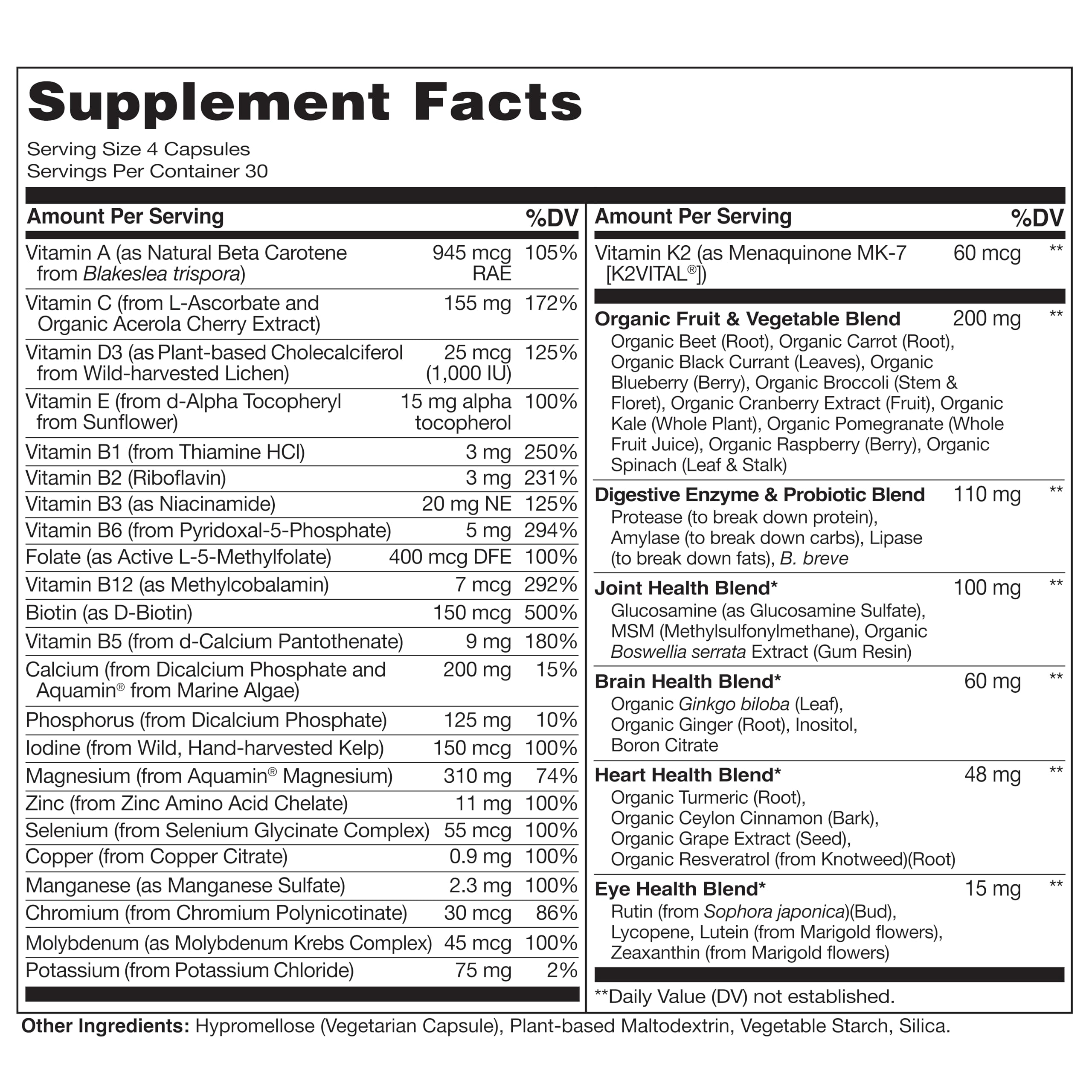 NATURELO Whole Food Multivitamin for Women 50+ (Iron Free) with Vitamins, Minerals, & Organic Extracts - Supplement for Post Menopausal Women Over 50 - No GMO - 120 Vegan Capsules