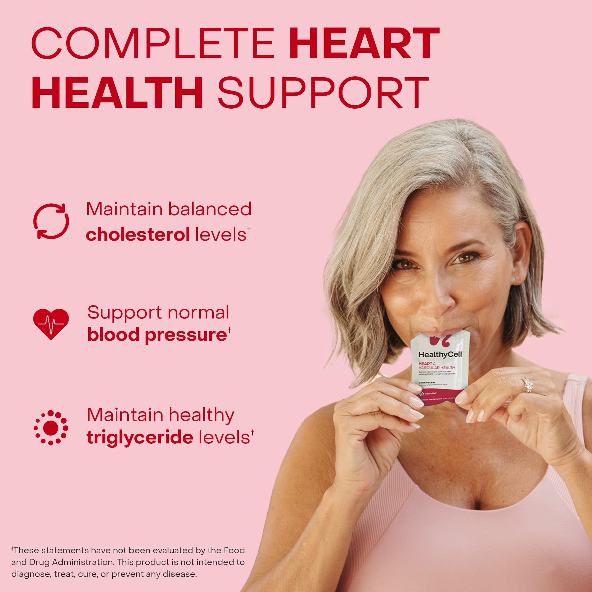 Healthycell Heart & Vascular Health Daily Liquid Supplement - Cardiovascular Support with Beet Root Powder, Resveratrol, CoQ10, Omega-3 & Vitamin K - 30 Gel Packs