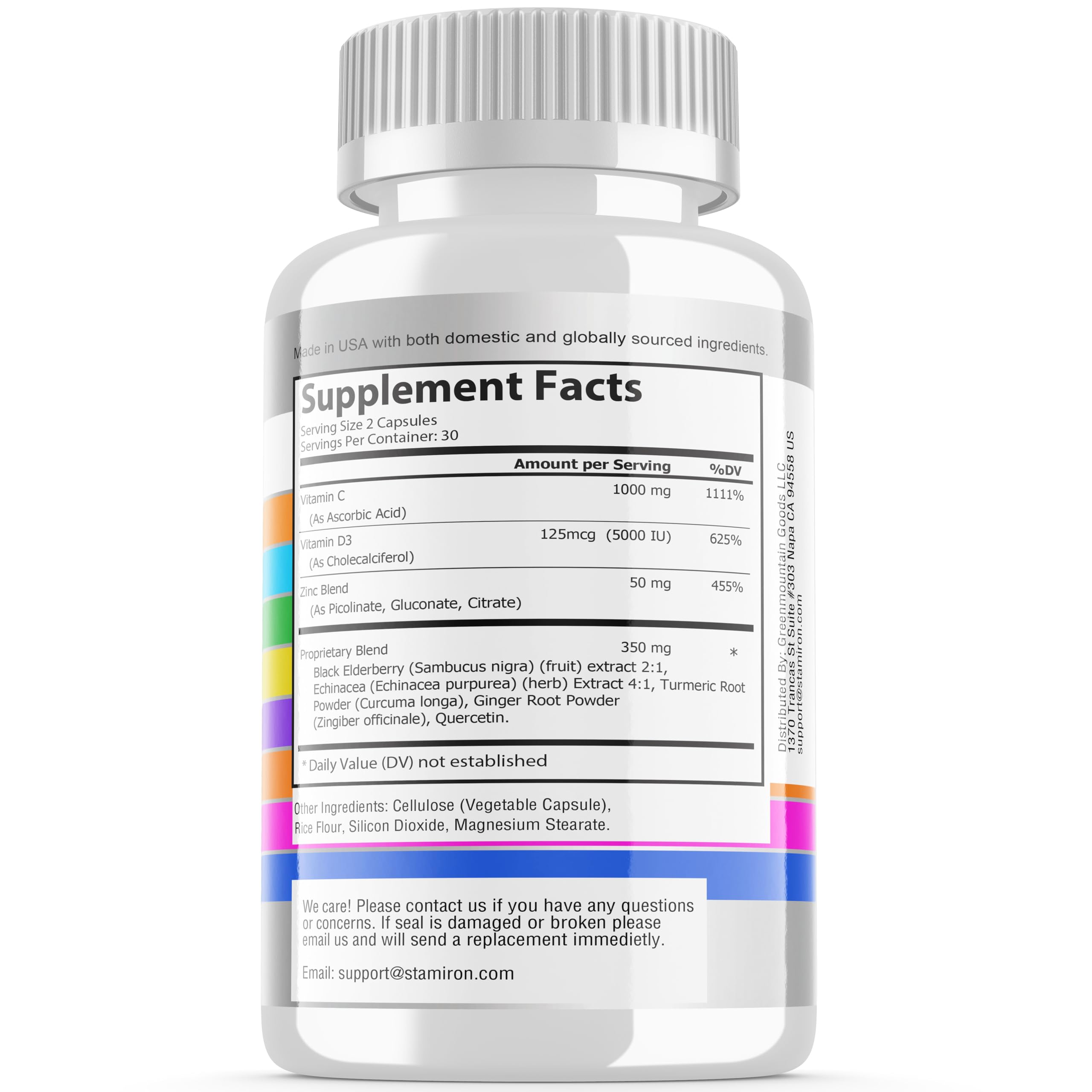 8 in 1 Immune Support with Quercetin Zinc 50mg Vitamin C 1000mg Vitamin D3 5000 IU and Elderberry Echinacea Ginger for Adults Kids - VIT D Supplement Veg Capsules