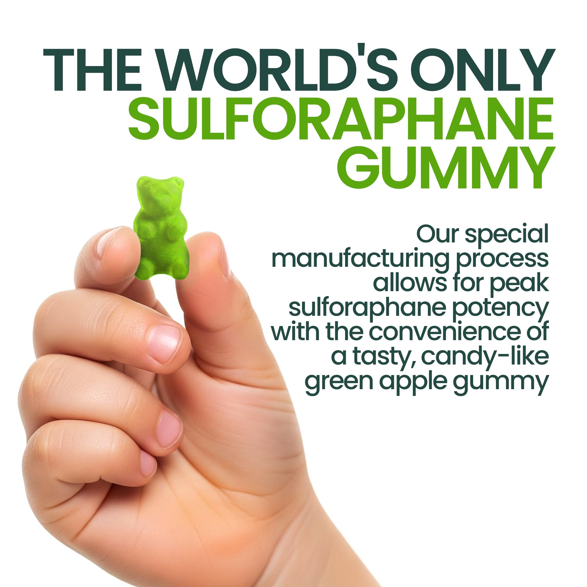 NeuroBrocc Sulforaphane Supplement Gummies – Broccoli Sprout Extract – Vegan Friendly Green Apple Flavor – Broccoli Seed Extrac for Kids and Adults - 60 Gummy Bears