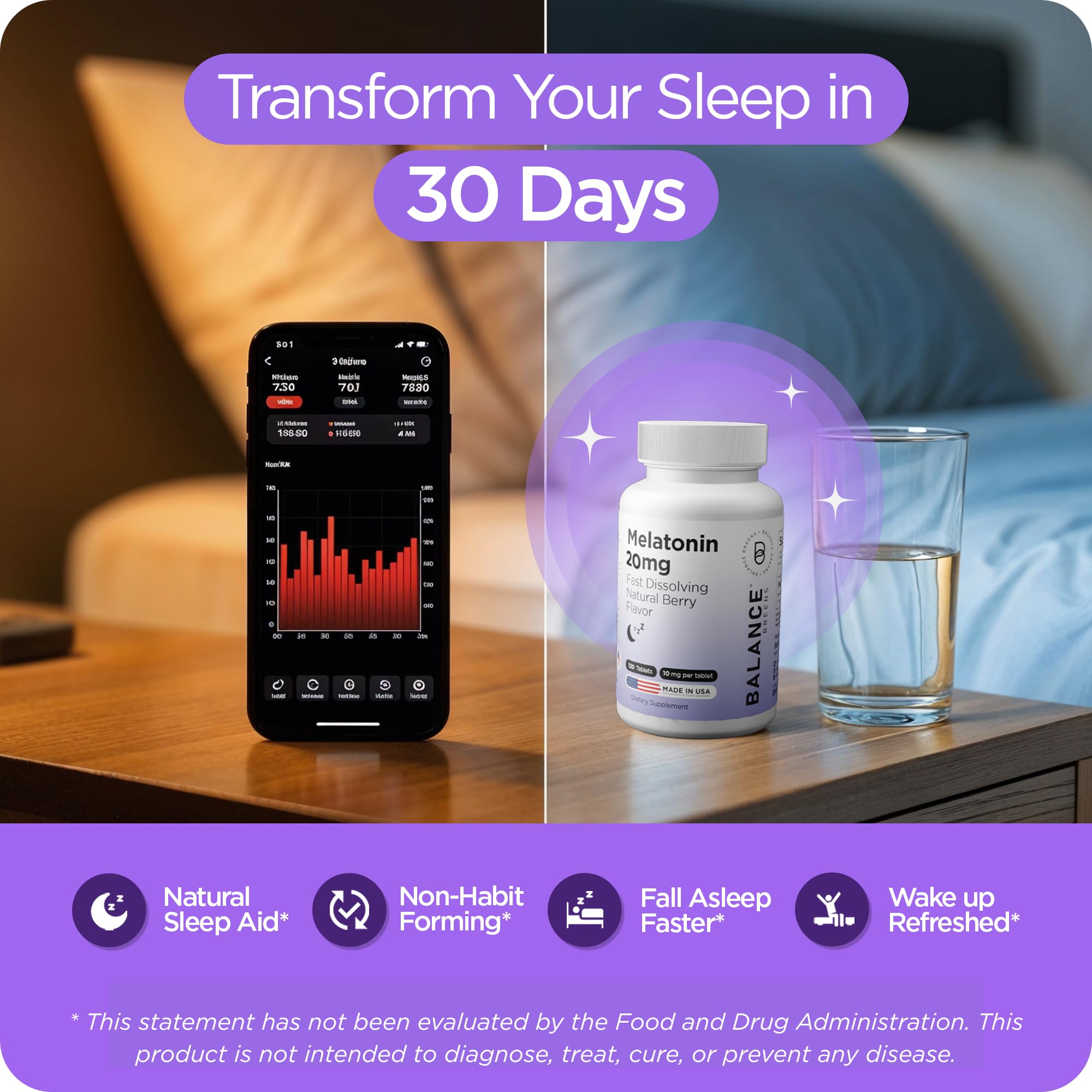 Melatonin 20mg Fast Dissolve Tablets - High Potency, Fast Acting, Natural Sleep Support - Sleep Aids for Adults - Non-Groggy, Drug-Free Formula - 120 Sleeping Pills (120 count (Pack of 1))