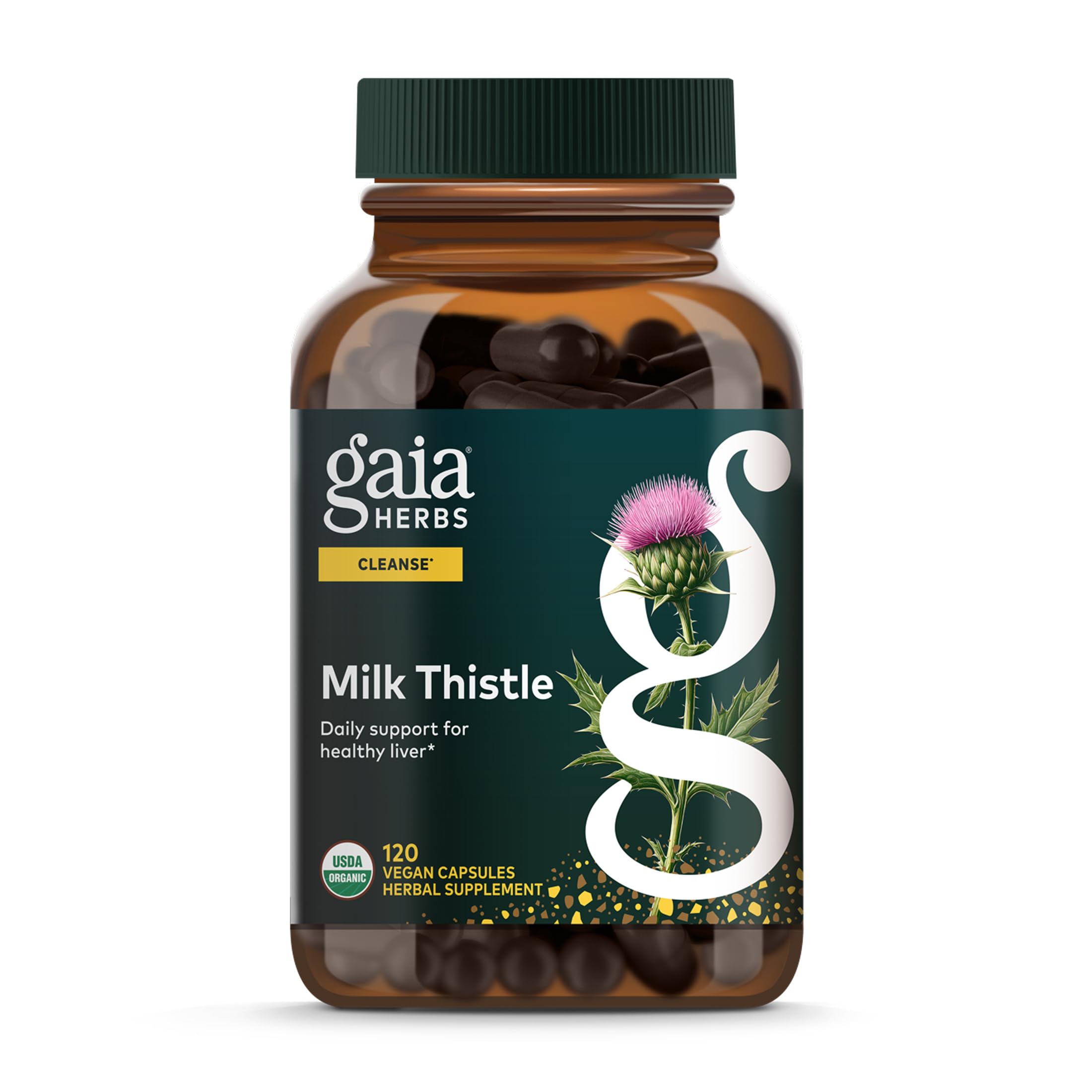 Gaia Herbs Milk Thistle - Liver Supplement & Cleanse Support for Helping to Maintain Healthy Liver Function* - 120 Vegan Capsules (40 Servings)