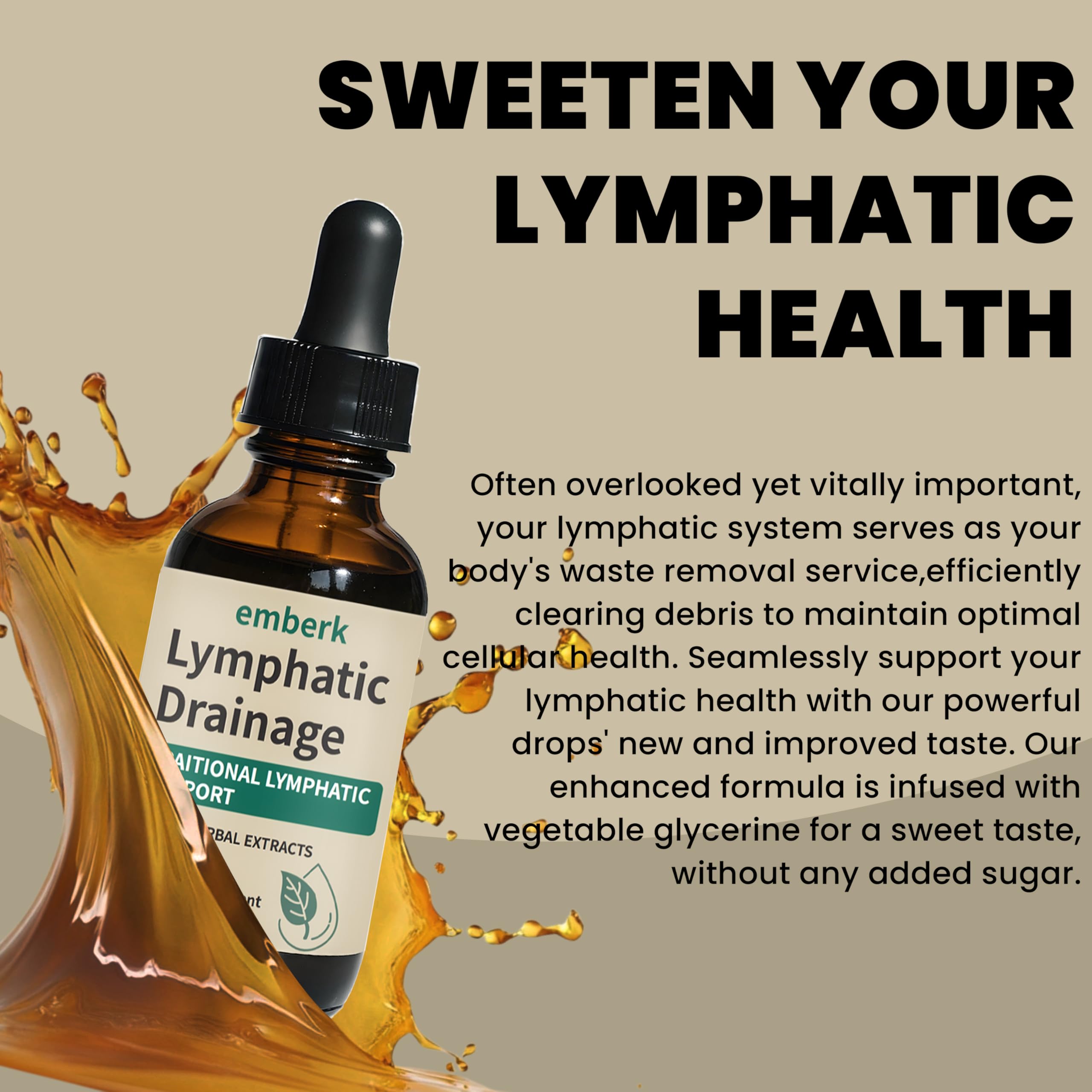 Lymphatic Drainage Drops, 2000mg Herbal Blend with Elderberry & Echinacea Dandelion，– Supports Lymphatic Drainage, Immune System & Detox 2 fl oz (1pcs)