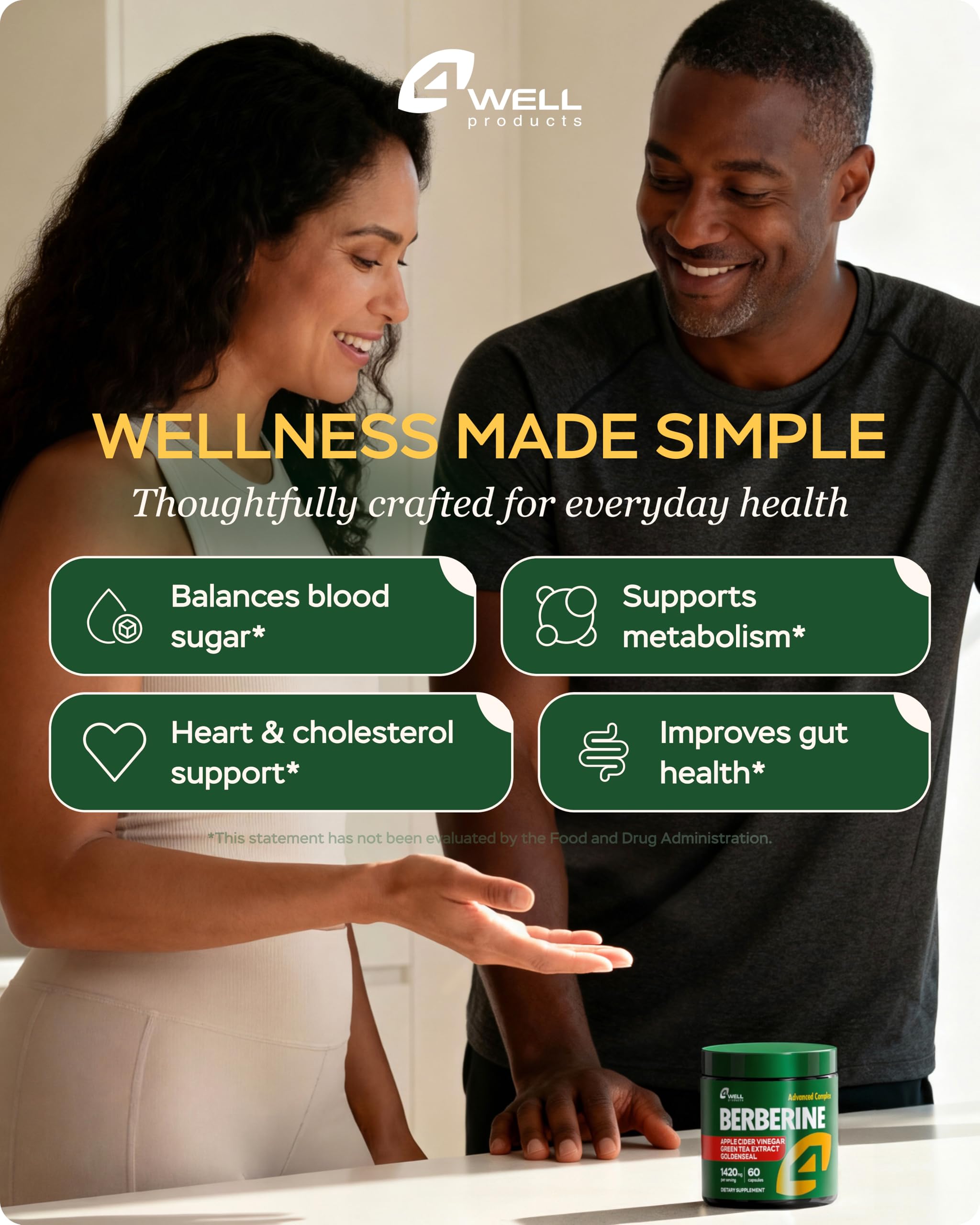 Berberine Supplement - Triple Strength GLP-1 Activator w/Goldenseal, Apple Cider Vinegar, Green Tea Extract - Goldenseal Supplements, Digestive Health, Support Heart Health, Immune System, 60 Caps