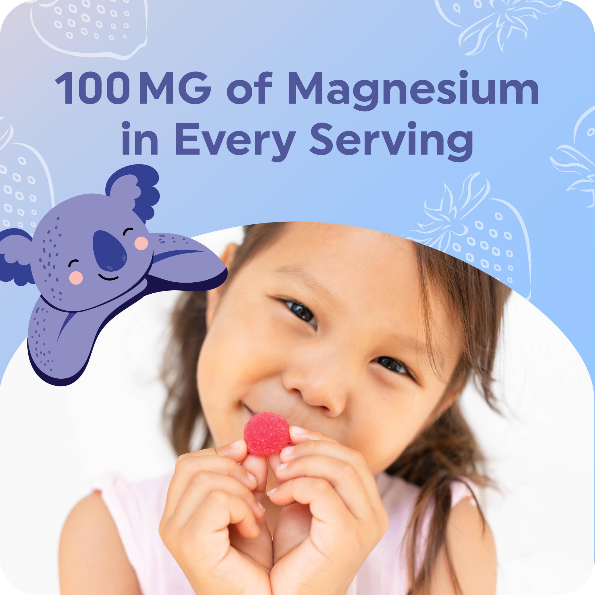 Magnesium Calming Gummies for Children | Strawberry | Relaxation & Natural Wake-Sleep Cycles | Relaxing Magnesium for Kids with Chamomile & Lemon Balm | Non-GMO, Gluten-Free | Calm Gummies 60ct