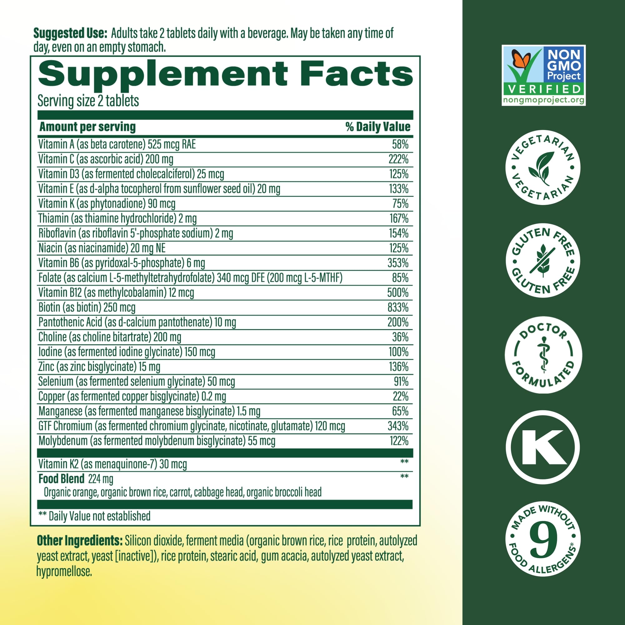 MegaFood Men's 40+ Advanced Multivitamin for Men - Dr-Formulated - Choline, Vitamin B, Vitamin C, Vitamin D, Zinc & Real Food - Brain Health, Immune Support - Vegetarian - 120 Tabs (60 Servings)