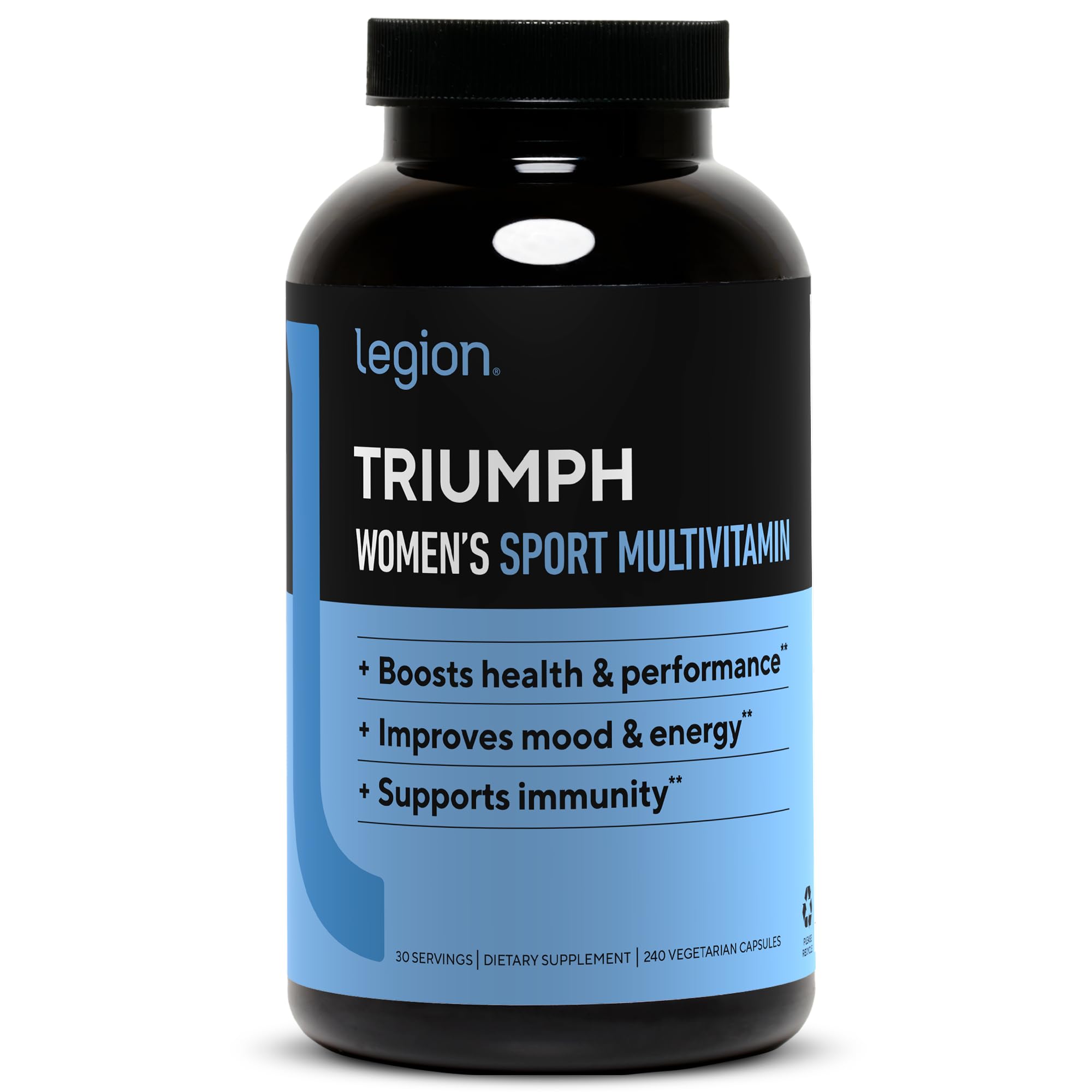 LEGION Triumph Daily Sport Multivitamin Supplement - Vitamins and Minerals for Athletes Helps with Energy for Sports & Bodybuilding Workouts. 30 Servings (Women)