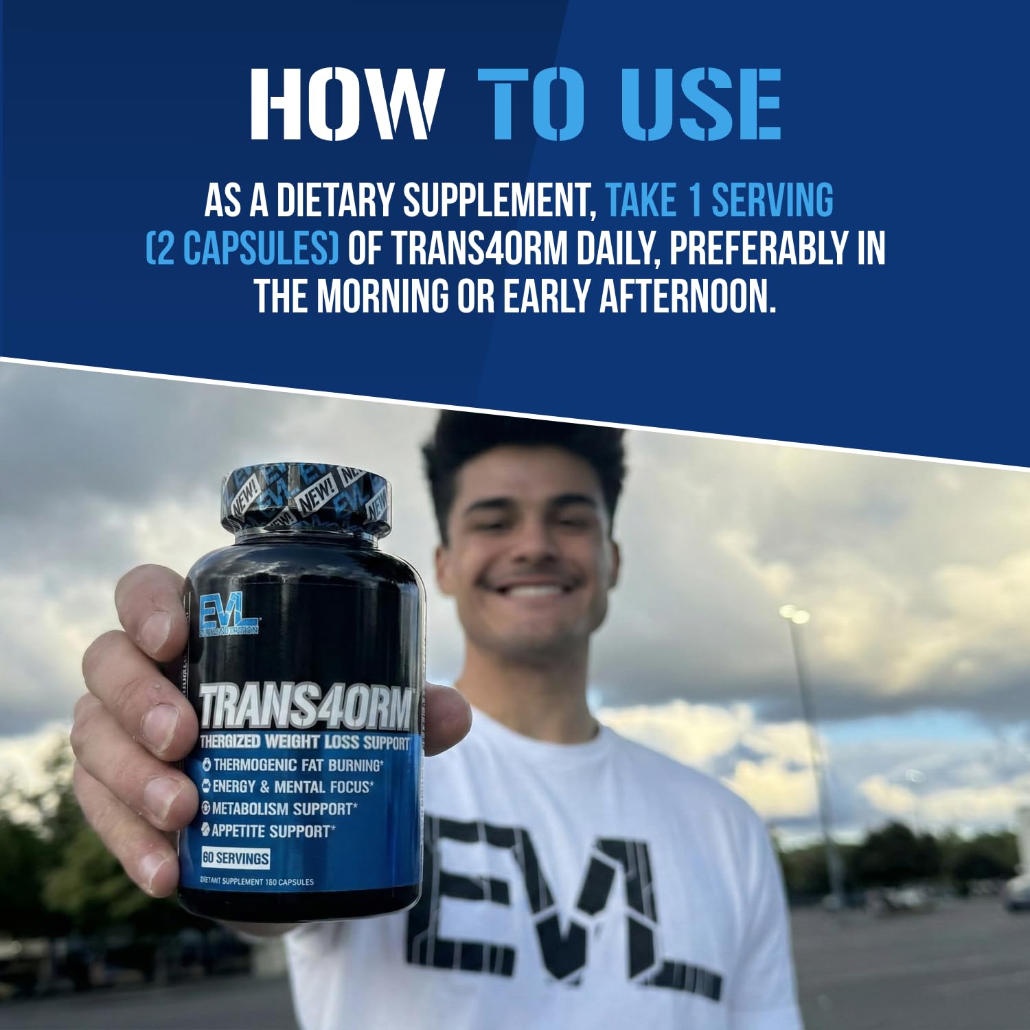 EVL Thermogenic Fat Burner Support - Fast Acting Weight Loss Energy and Appetite Support - Trans4orm Green Tea Supplement for Men and Women - 60 Servings