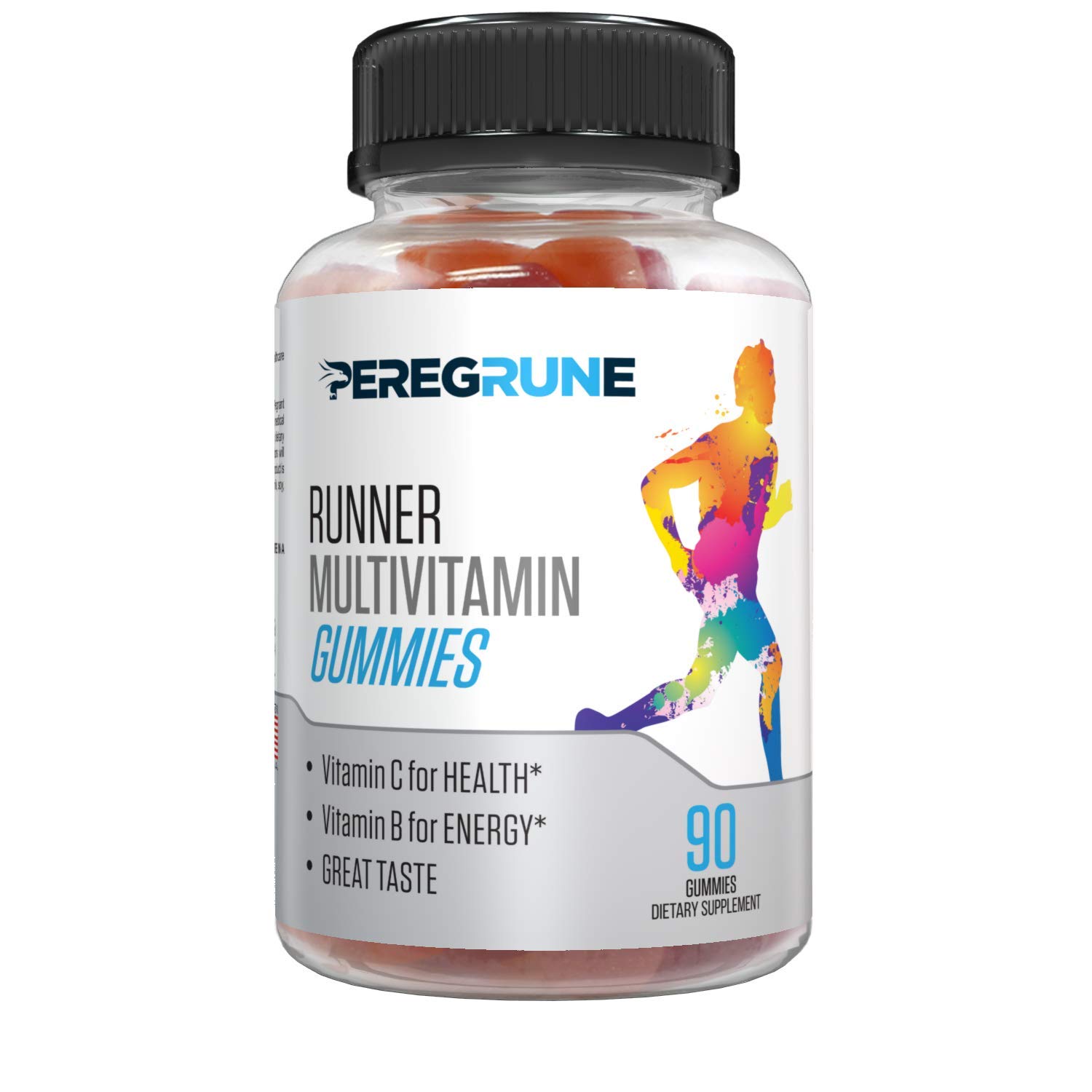 PEREGRUNE Runner Multivitamin Gummies - Daily Vitamin for Running with Vitamins A, C, D, E, and B Complex – 50% Less Sugar – Antioxidants, Recovery, Endurance, and Energy Gummy – Running Supplement