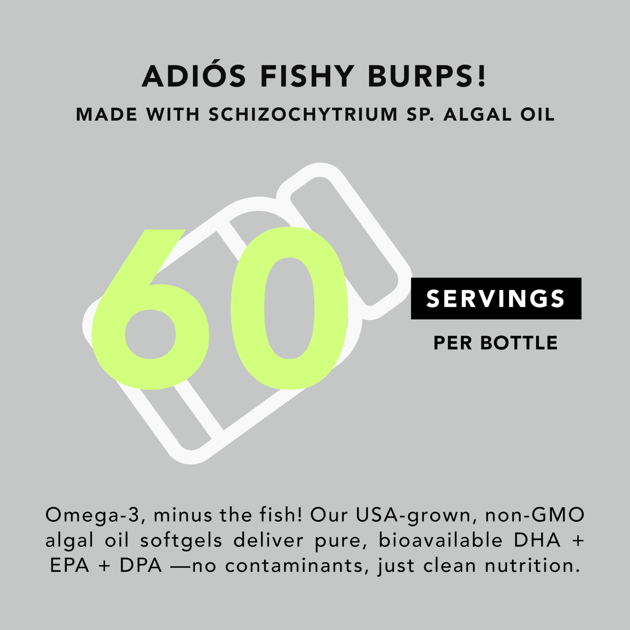 AMANDEAN Vegan Omega 3 Supplement. Premium Fish Oil Alternative. Algae DHA & EPA. Carrageenan Free Softgels. Algal Essential Fatty Acids. Plant Based Heart, Brain, Eye, Skin, Immune Support. (120ct)