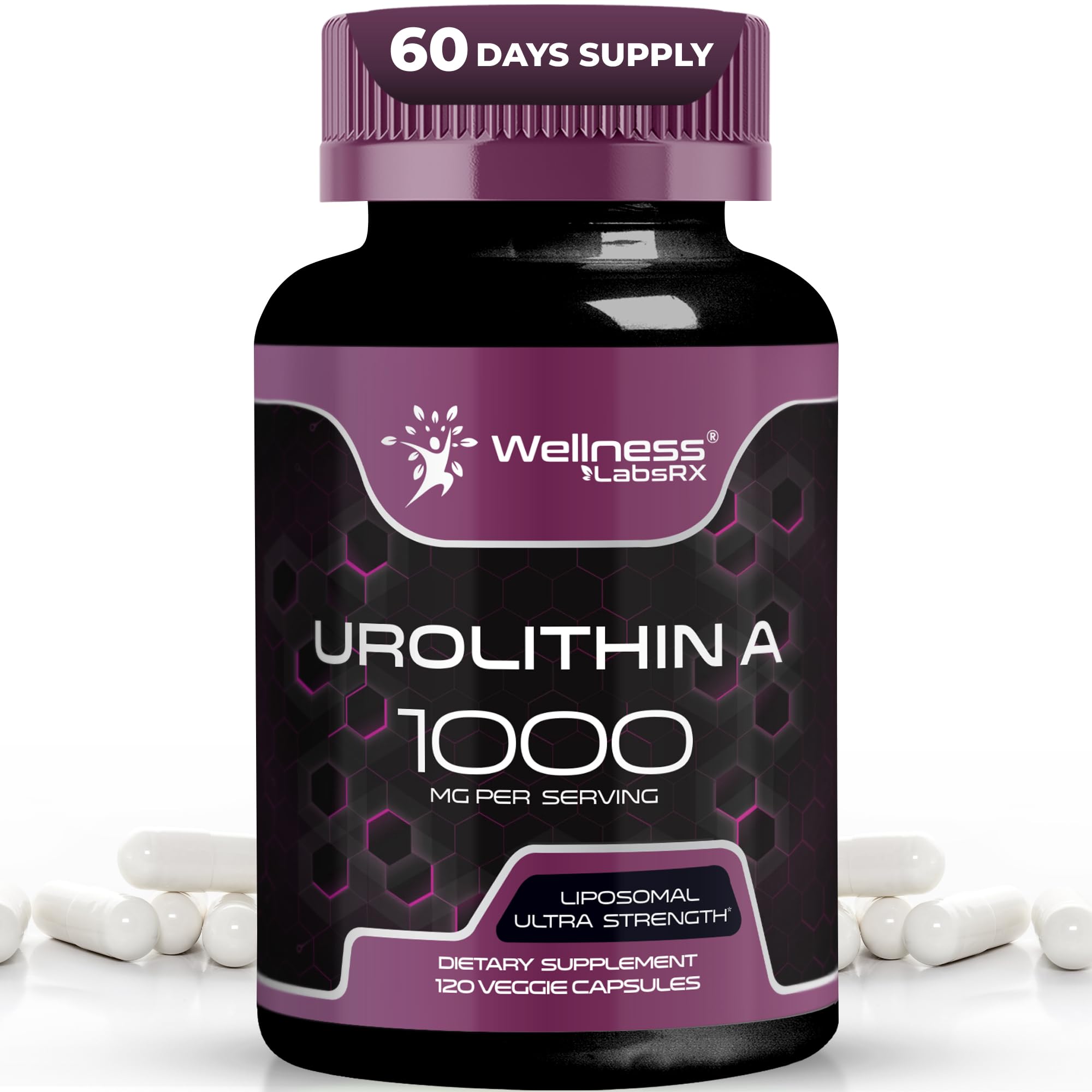 Liposomal Urolithin A Supplement Capsules 1,000mg - Urolithin A+ Supplement for Cellular Renewal & Mitochondrial Support, Ultra-Strength Muscle Health - Third-Party Tested 120 Capsules - Made in USA