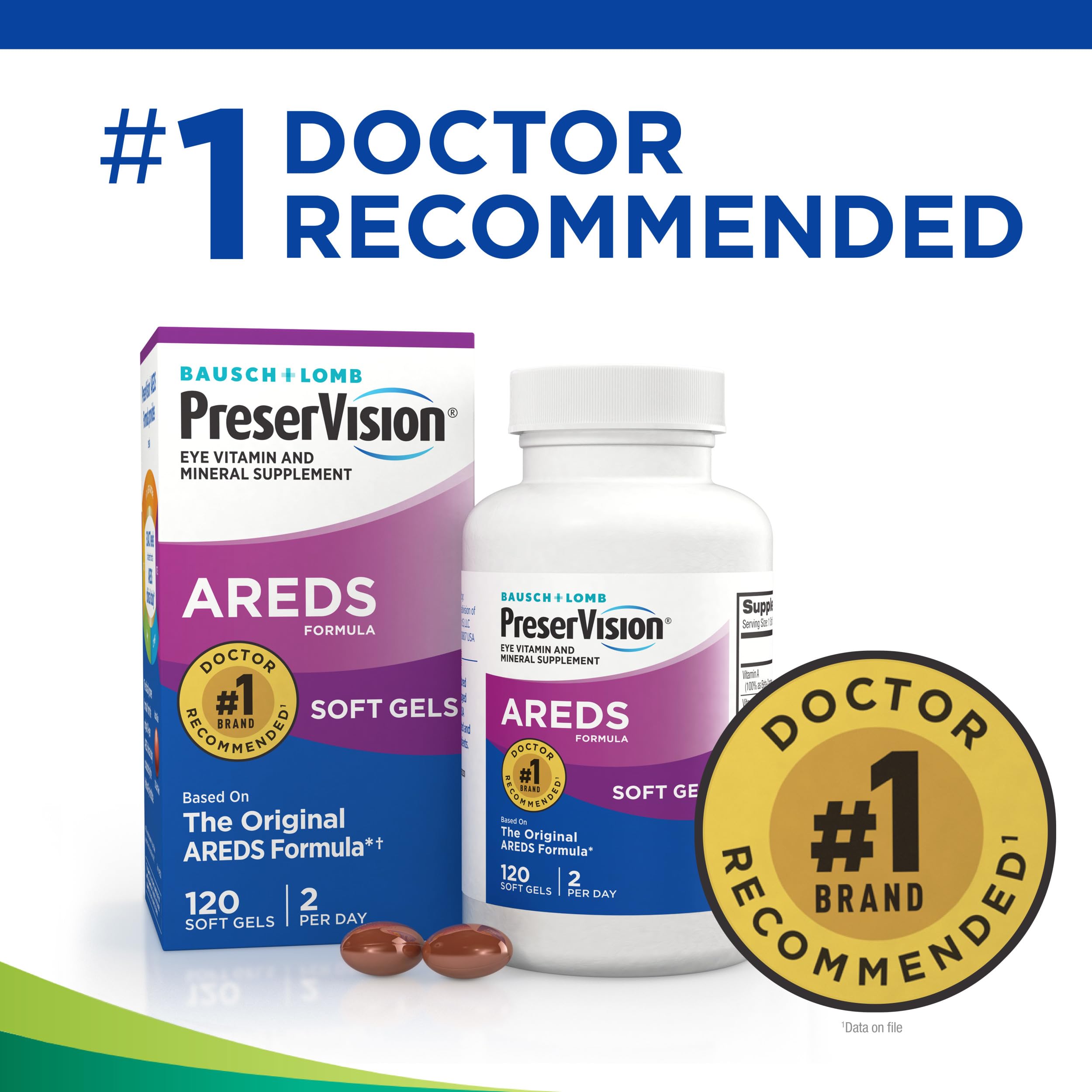 PreserVision AREDS Eye Vitamins, #1 Eye Doctor Recommended Brand, Multivitamin with Copper, Vitamin A, C & E, Zinc Supplements, 120 Softgels