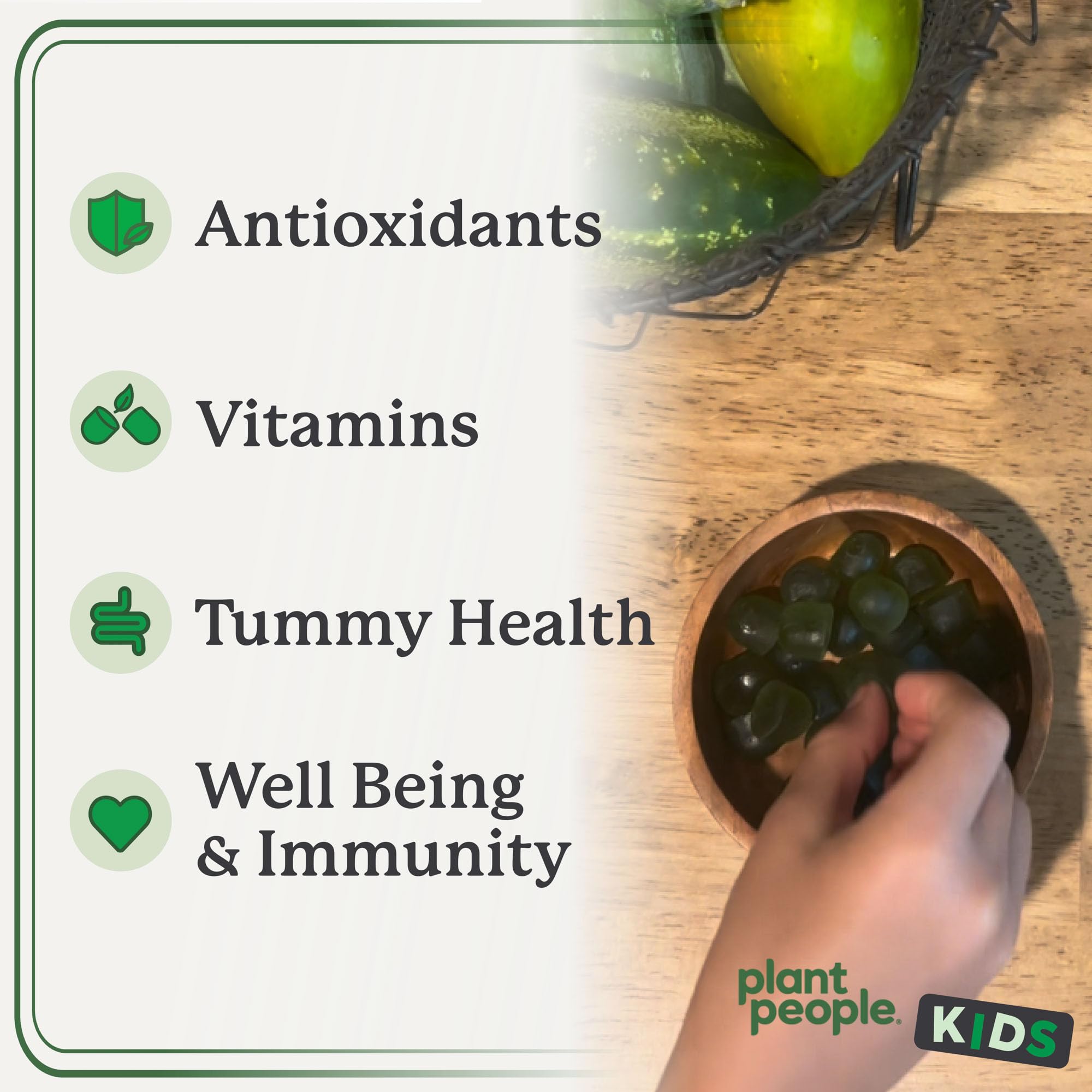 WonderGreens Kids Super Veggie Gummies – Sugar-Free, Allergen-Free Multivitamin for Picky Eaters with Probiotics – Tummy & Immune Support – Green Apple Flavor (30 Count)