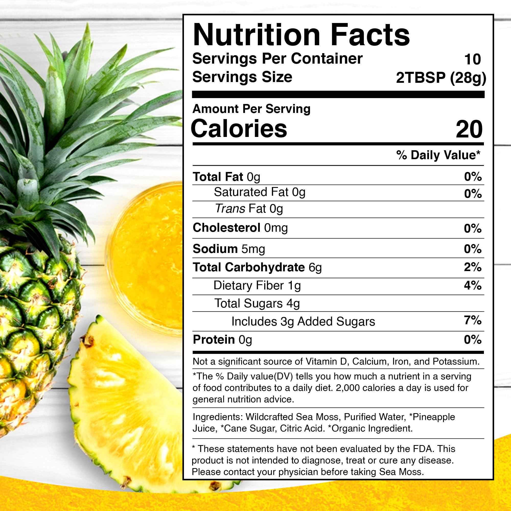 WELLNESS LABSRX Irish Sea Moss Gel Raw - Wildcrafted Superfood Seamoss Gel - Pineapple Flavor, Vitamin and Mineral-Rich from Pristine Caribbean Waters, Immune and Digestive Health Support - 10 oz.