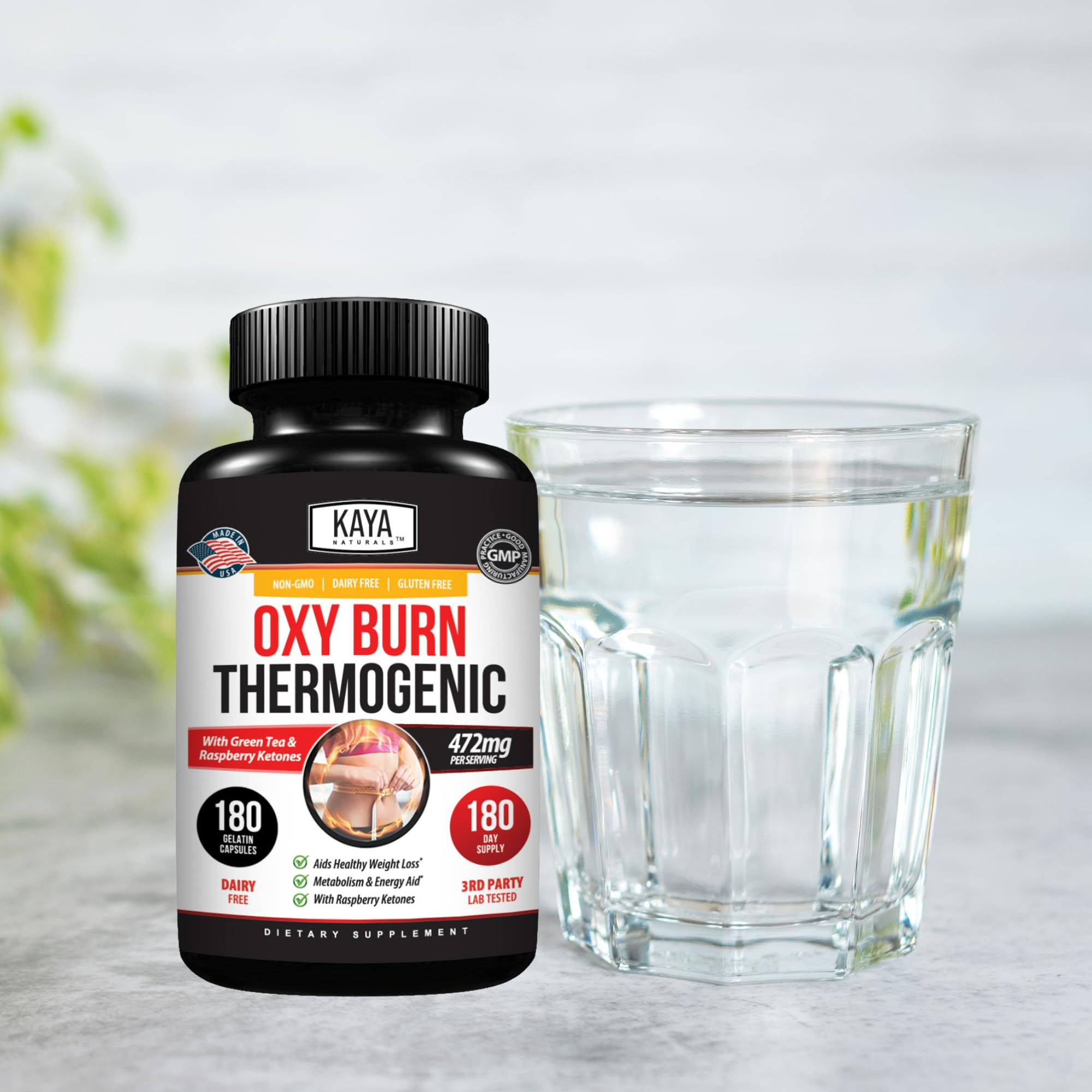 Kaya Naturals Oxy Burn - Thermogenic Herbal Formula for Active Living – Non-GMO & Gluten-Free – 180 Count