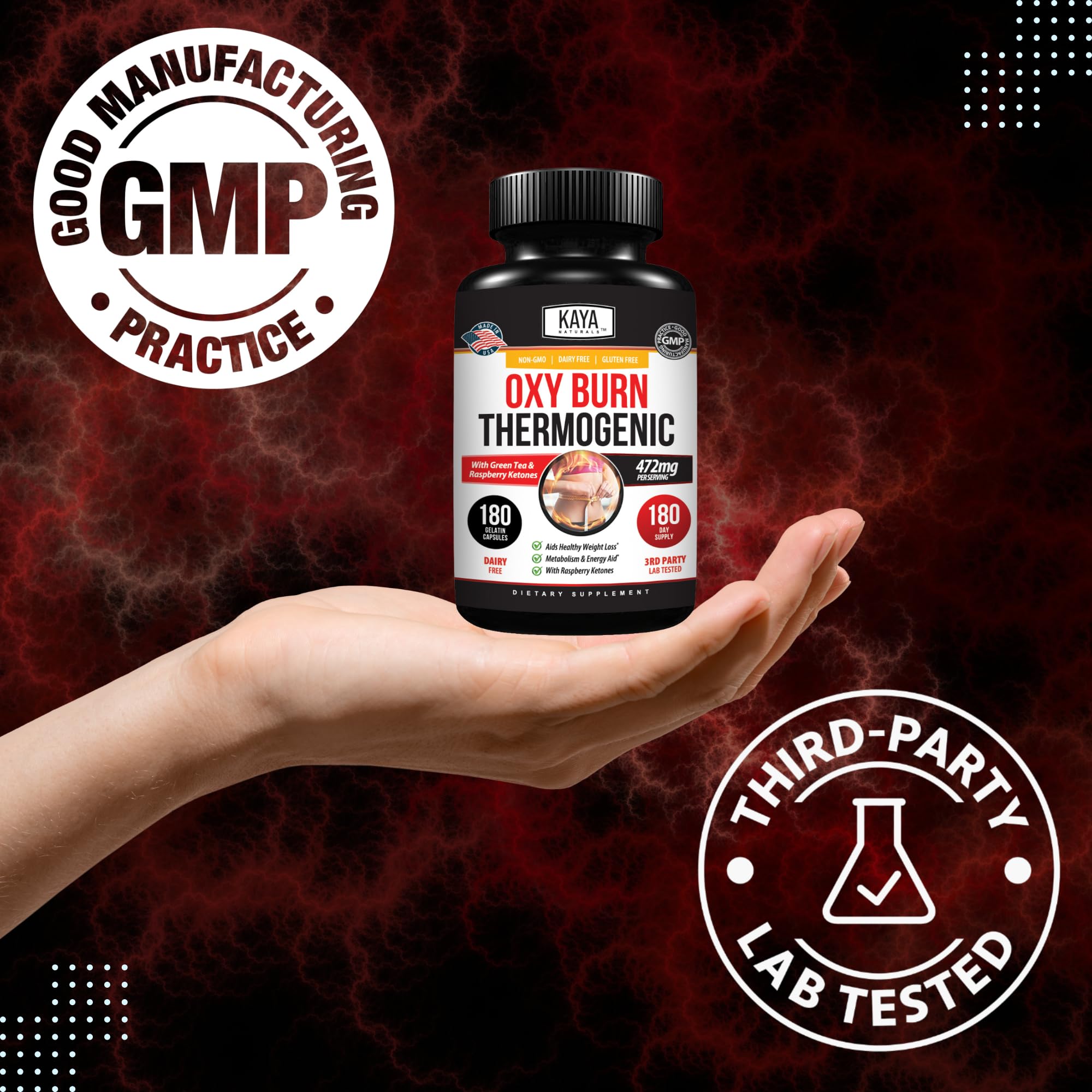 Kaya Naturals Oxy Burn - Thermogenic Herbal Formula for Active Living – Non-GMO & Gluten-Free – 180 Count