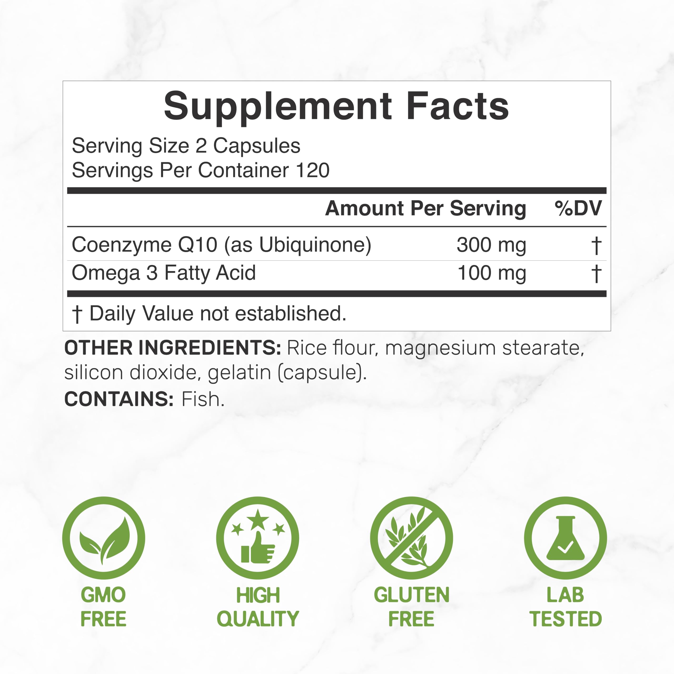 DEAL SUPPLEMENT CoQ10 300mg with Omega 3 100mg, 240 Capsules | Bioavailable Coenzyme Q10 Formula | Supports Heart, Energy & Brain Health | Antioxidant Support | Non-GMO