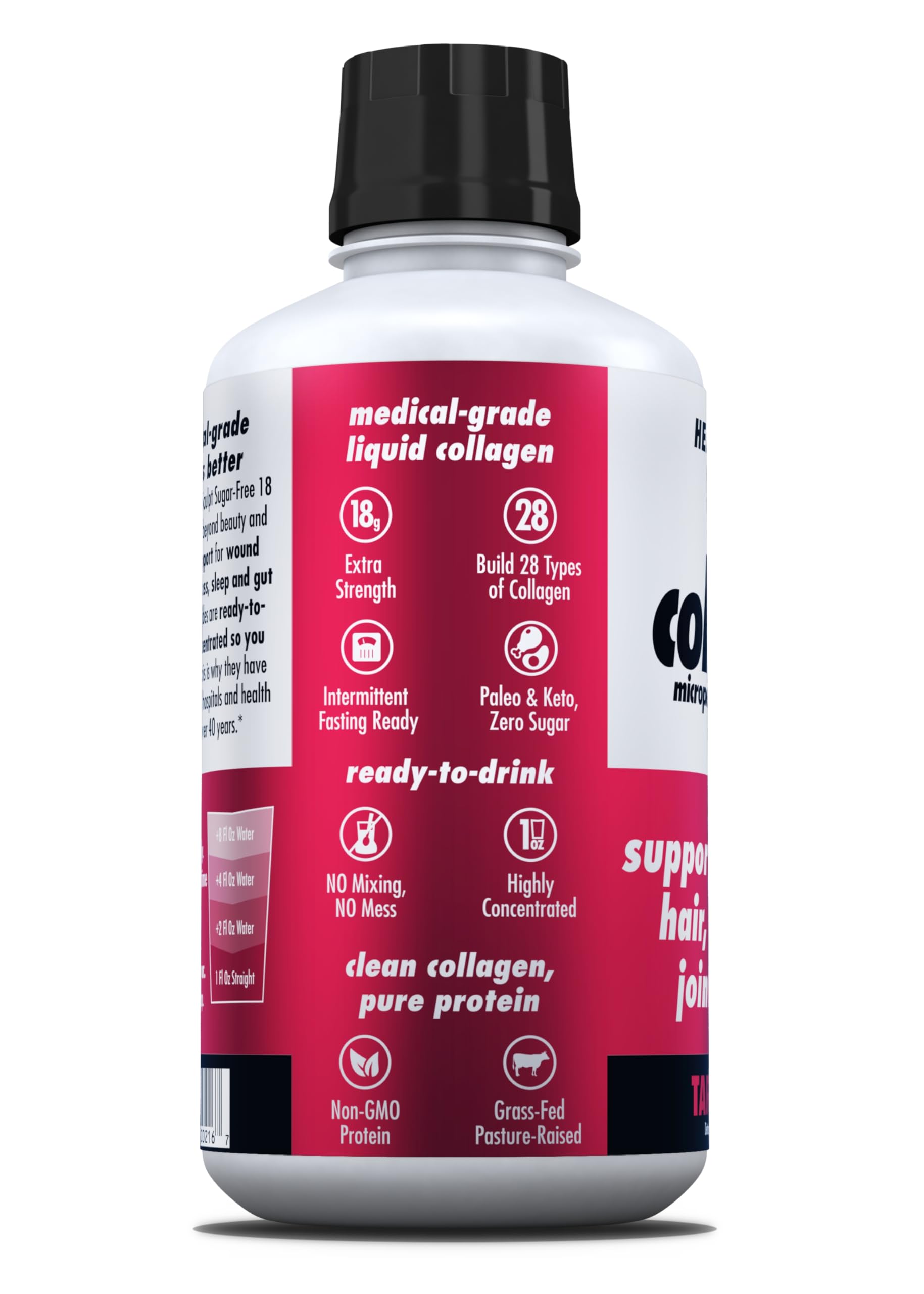 HEALTH DIRECT AminoSculpt Sugar-Free Collagen Supplement - High Potency Medical-Grade Protein for Hair, Skin, Nails & Joints, Grass-Fed, Non-GMO, Liquid Collagen - Tart Cherry - 30 Fl Oz