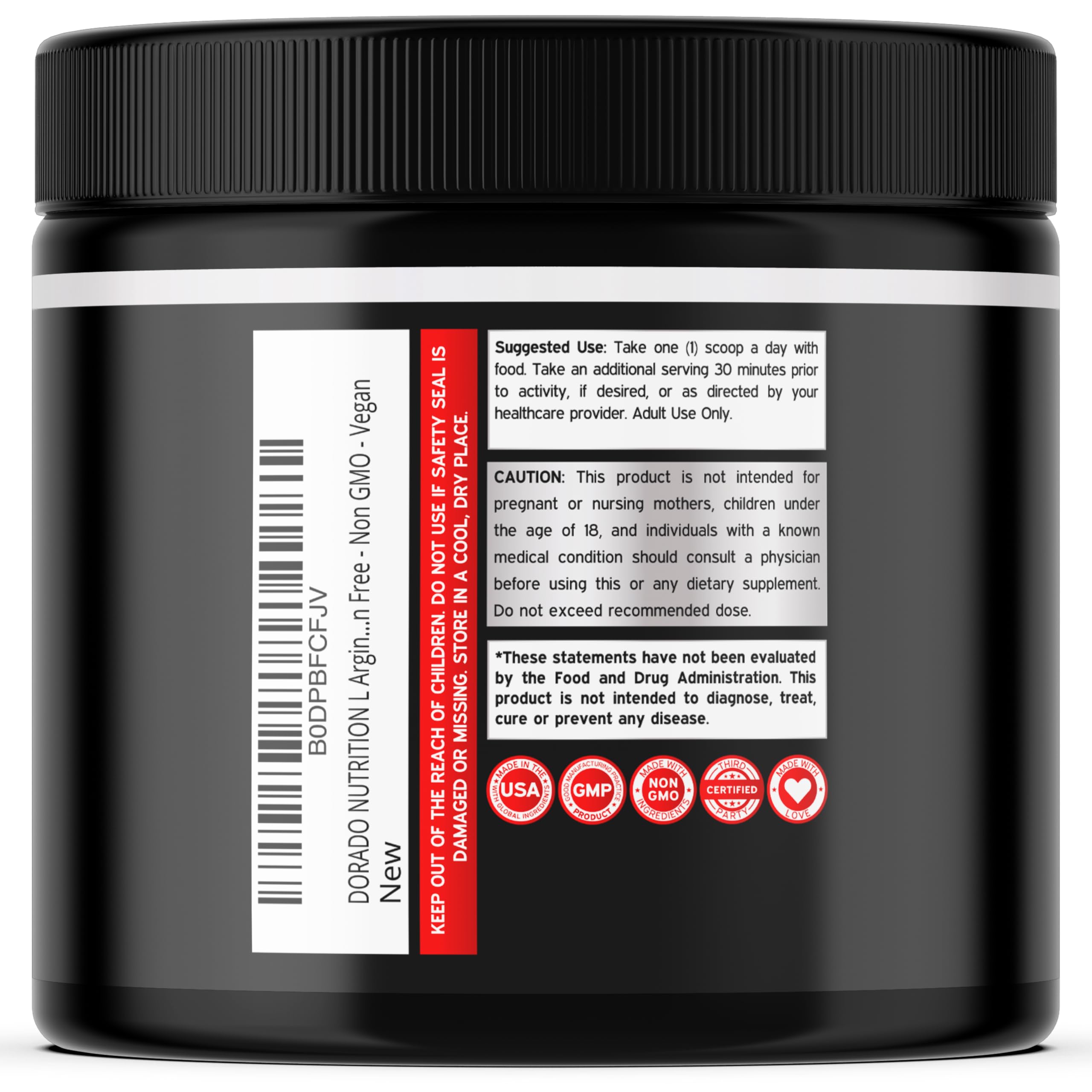 L Arginine L Citrulline Supplement Powder (3g) Nitric Oxide Booster Powder - L-Citrulline Supplements for Men & Women - Stamina, Performance & Endurance for Workouts - Vegan Safe & USA Made