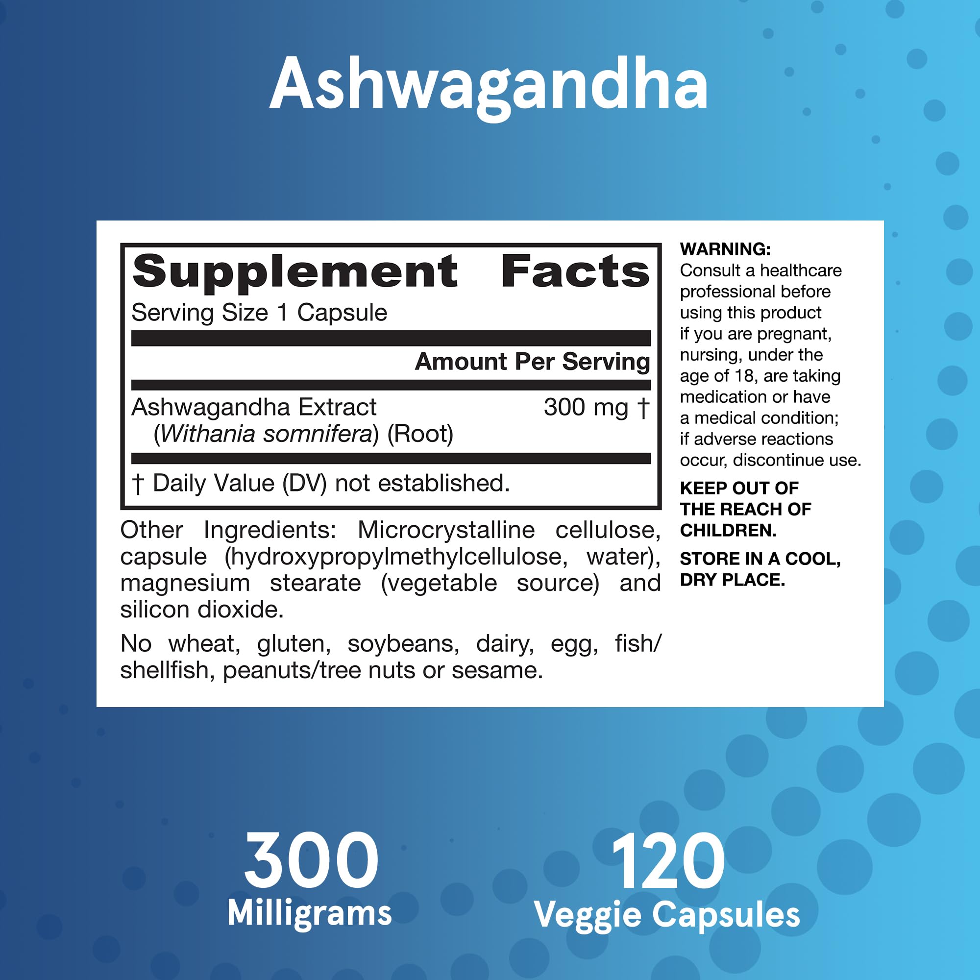 Jarrow Formulas Ashwagandha Capsules, 300 mg Supplement Supports Normalized Resistance to Mental and Physical Stress, 120 Veggie Capsules, 60 Day Supply