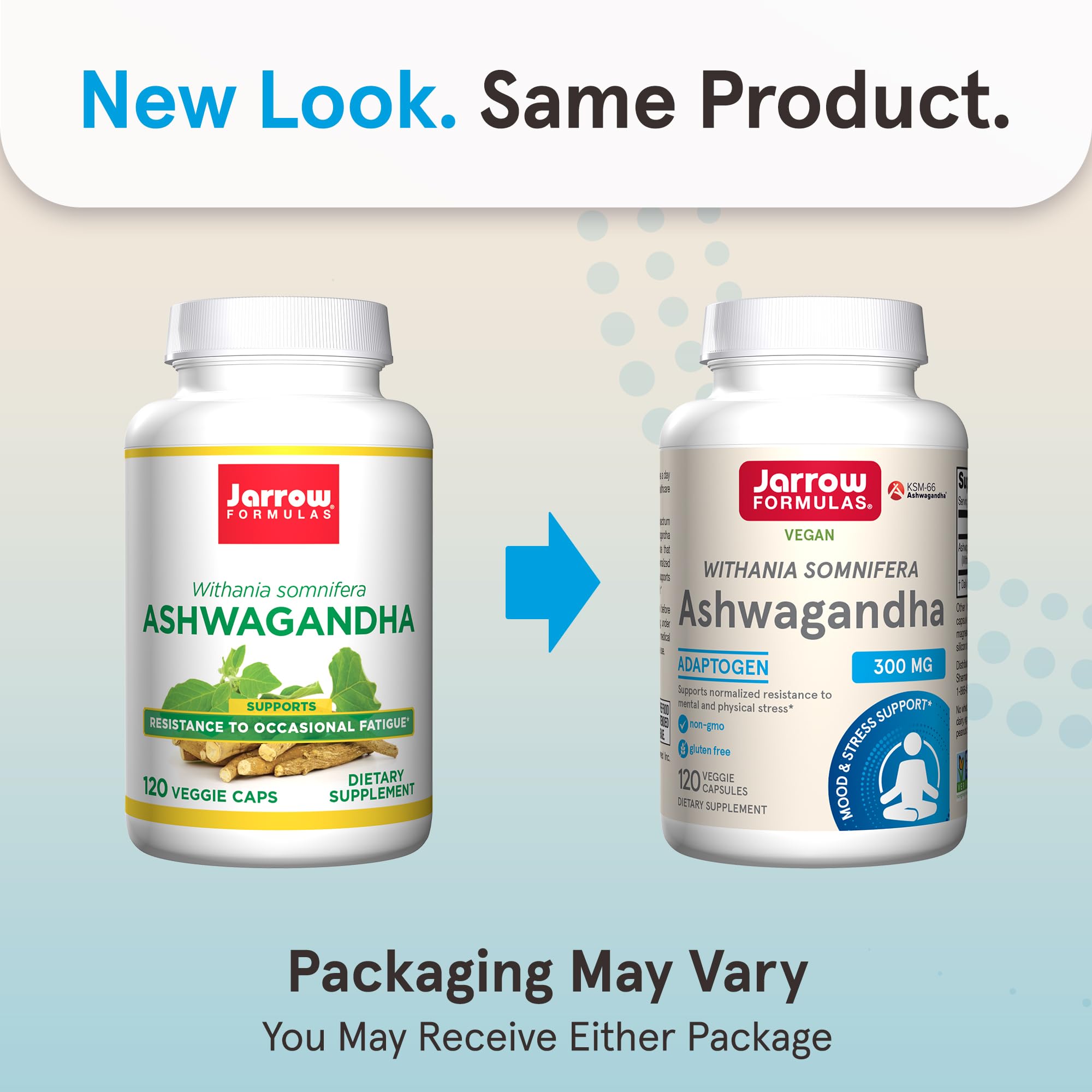 Jarrow Formulas Ashwagandha Capsules, 300 mg Supplement Supports Normalized Resistance to Mental and Physical Stress, 120 Veggie Capsules, 60 Day Supply