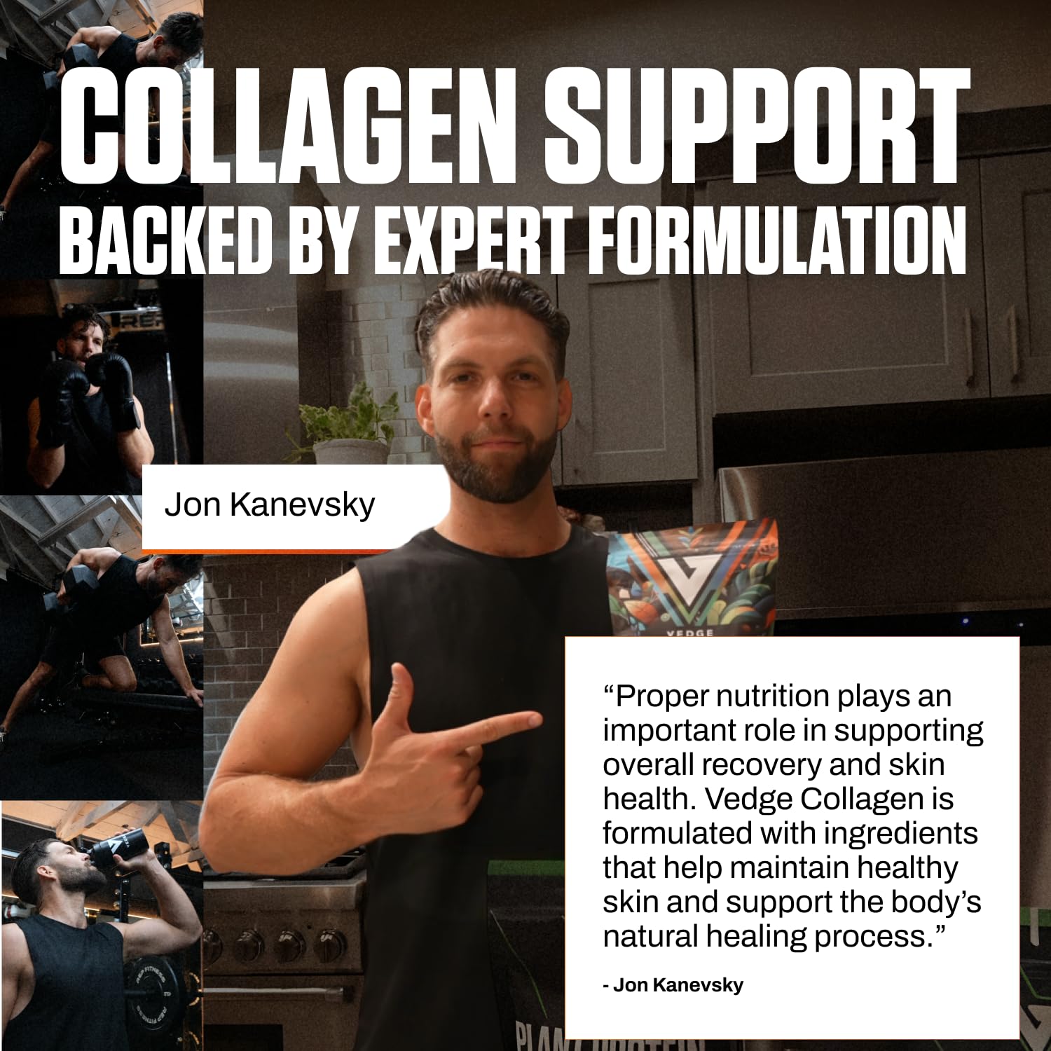 VEDGE Vegan Collagen Powder - Plant-Based Collagen Supplement for Hair, Skin, Nails, Joint & Gut Health. Collagen Peptides