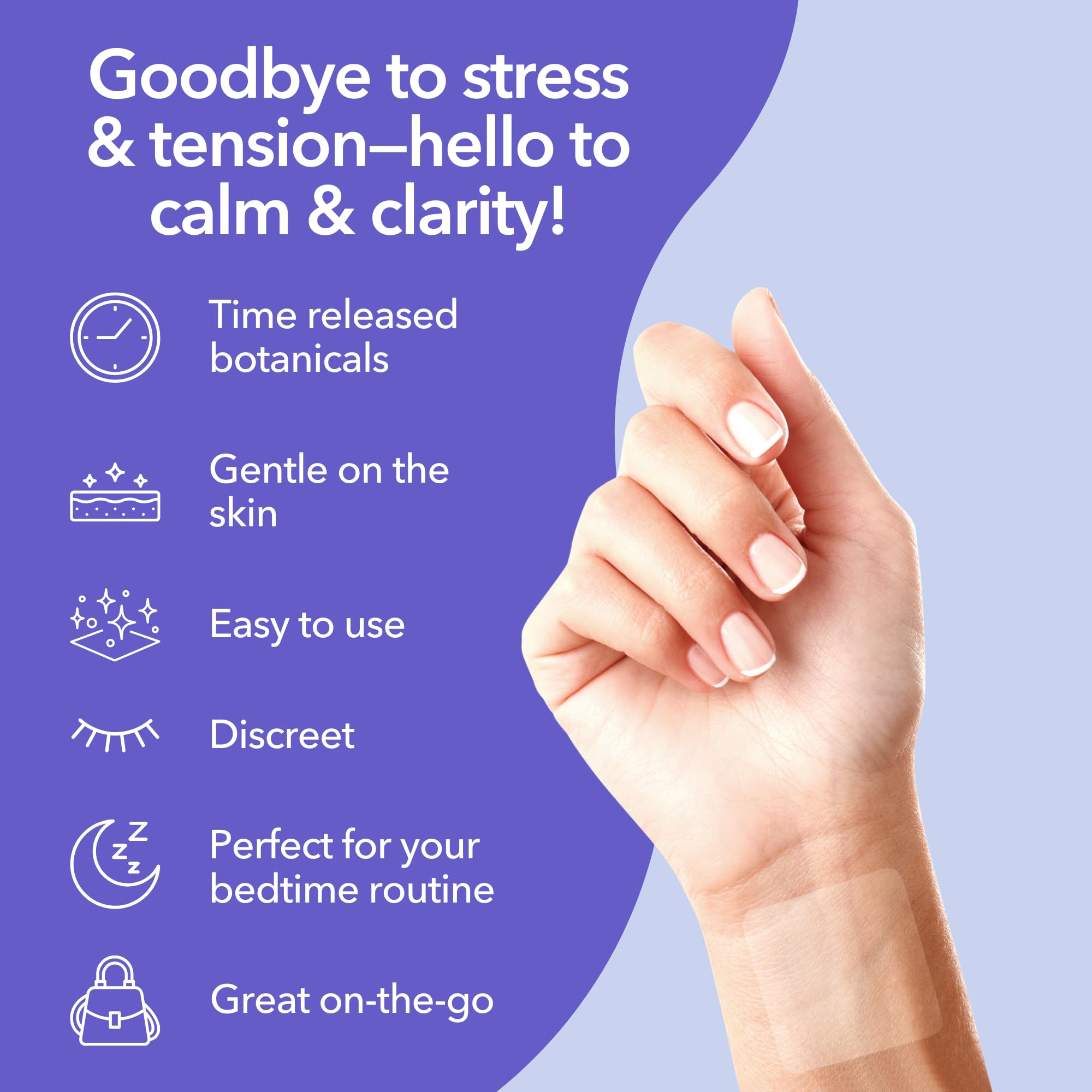 Laki Naturals Relax Patch (Pack of 8) | Natural Plant-Based Ingredients for Stress and Worry | Calming Formula for Better Sleep