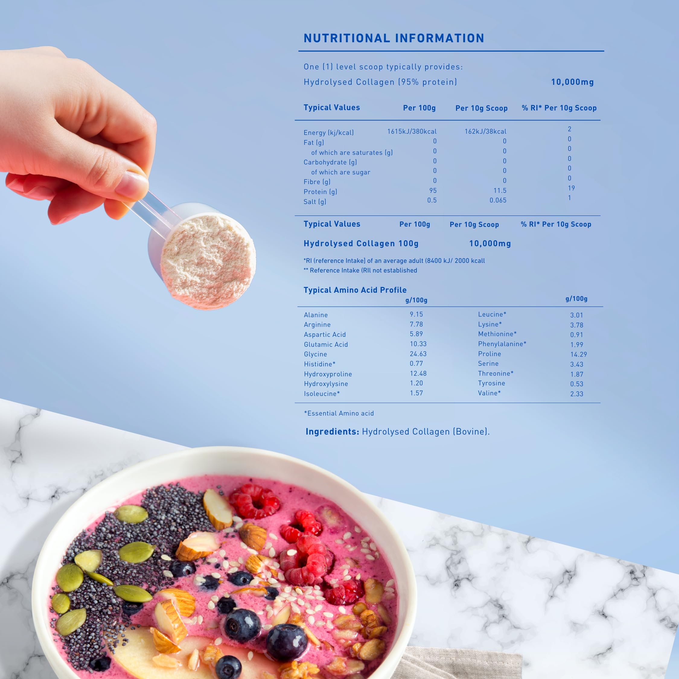 The Intelligent Health Hydrolyzed Collagen Peptides Powder, Grass Fed, High Protein, Unflavored, Gluten-Free, Paleo & Keto Friendly, 10g per Serving (1kg) Supports Skin, Hair, Nails, Joints, & Bones