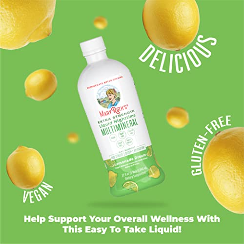 MaryRuth Organics Extra Strength Nighttime Liquid Multimineral | Sugar Free | Calm Magnesium Citrate | NO Melatonin | Calcium Magnesium Zinc | Muscle Relaxation | Lemonade Flavor | Vegan | 32 Serving