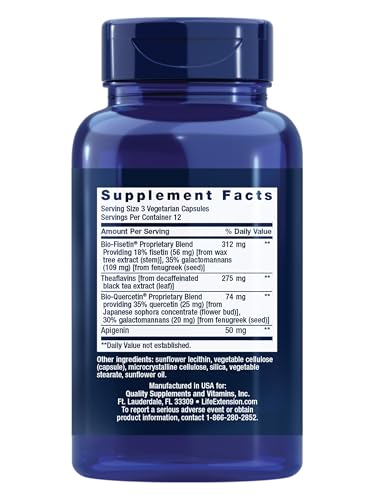 Life Extension Senolytic Activator®*, Healthy Aging, Cellular Health Support, bioavailable quercetin and Fisetin, apigenin, Black Tea theaflavins, Gluten Free, Non-GMO, Vegetarian, 36 Capsules