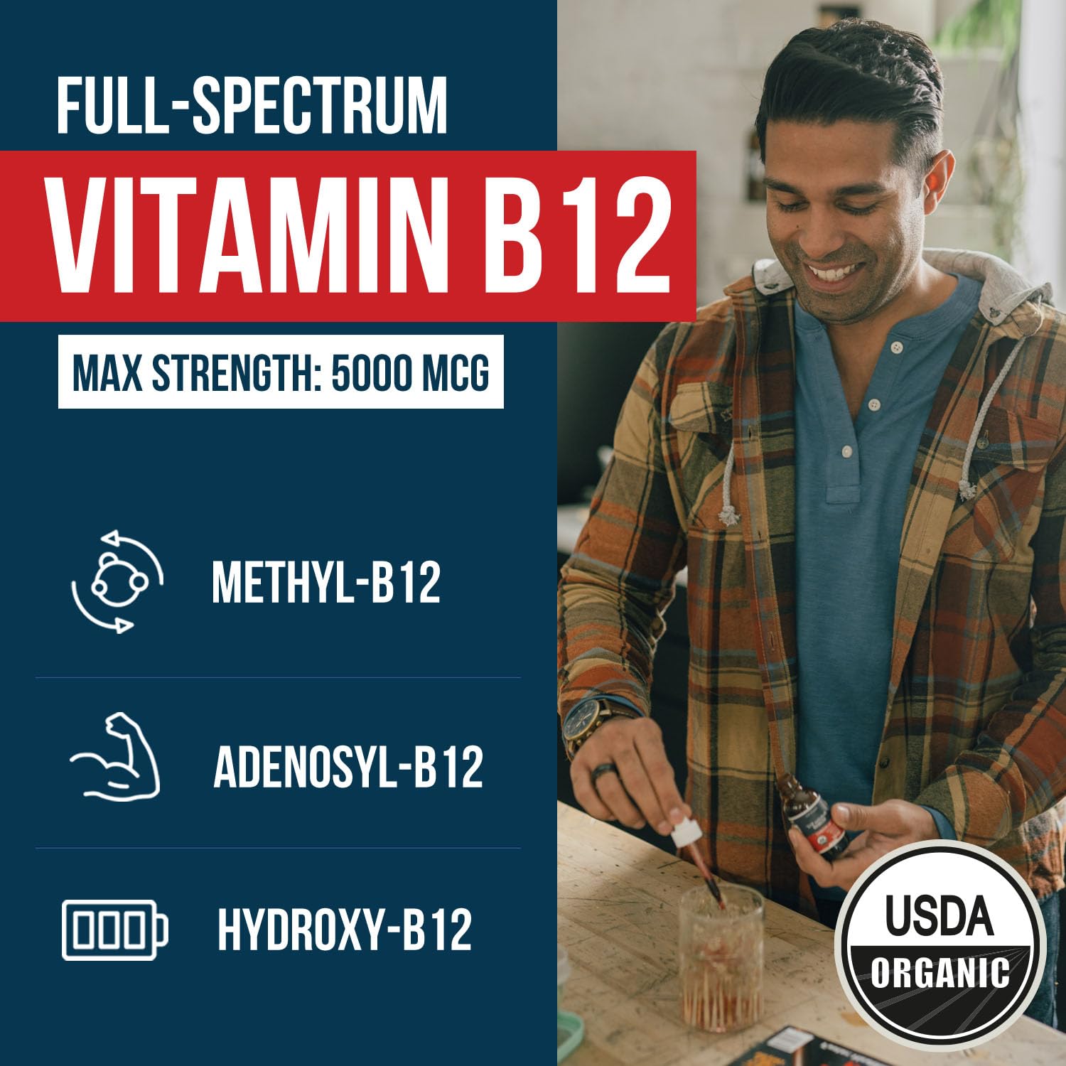 BioActive Vitamin B12 5000 mcg | Contains 3 BioActive Forms B12 Plus Methylfolate Cofactor - Methyl B12, Adenosyl B12 & Hydroxy B12 | Sublingual Form, Berry Flavor, Organic, Vegan (60 Servings)