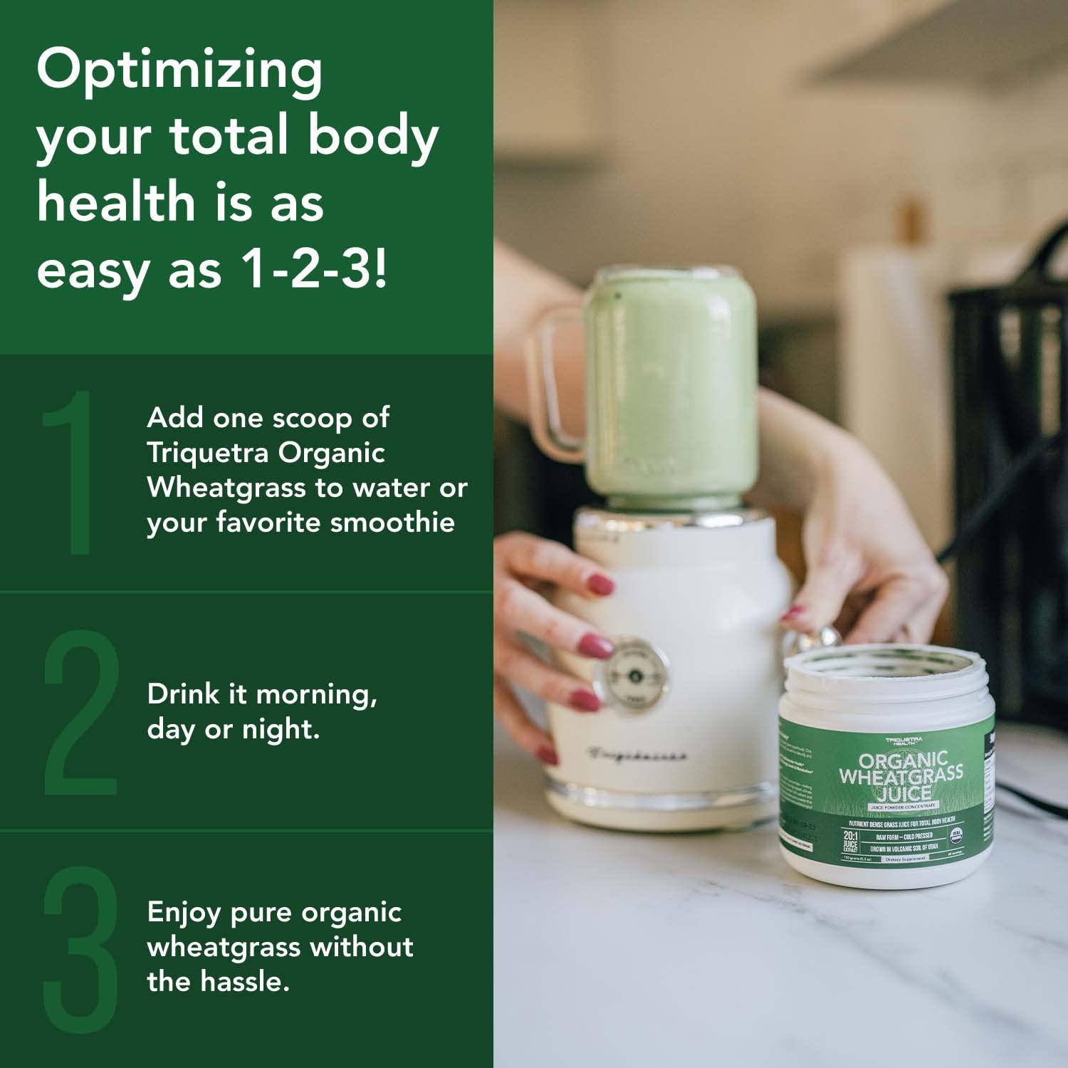 Organic Wheatgrass Juice Powder - Organic, Grown in Volcanic Soil of Utah - Raw BioActive Form, Cold-Pressed Then CO2 Dried, 20:1 Concentrate Juice Extract - Unflavored (5.3 oz – 60 Servings)