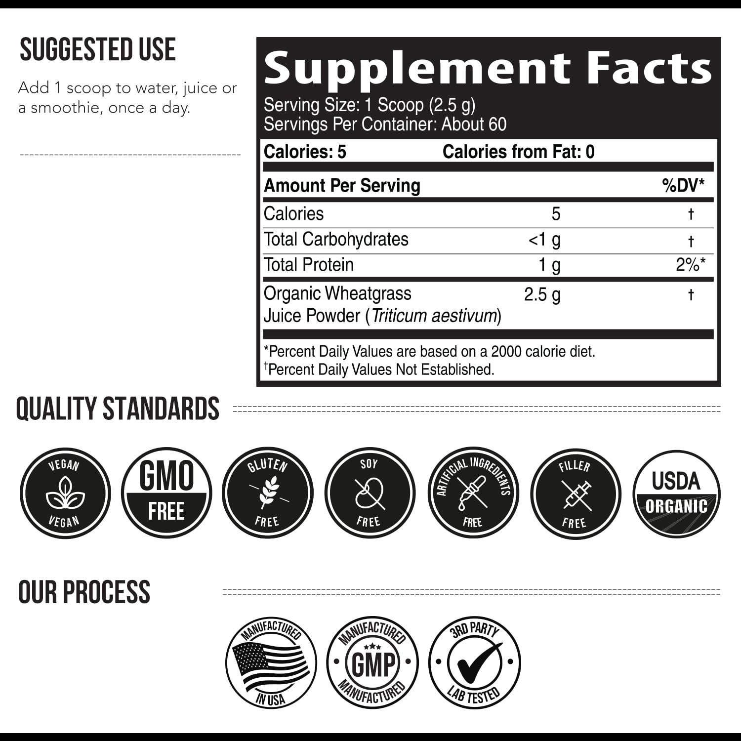 Organic Wheatgrass Juice Powder - Organic, Grown in Volcanic Soil of Utah - Raw BioActive Form, Cold-Pressed Then CO2 Dried, 20:1 Concentrate Juice Extract - Unflavored (5.3 oz – 60 Servings)