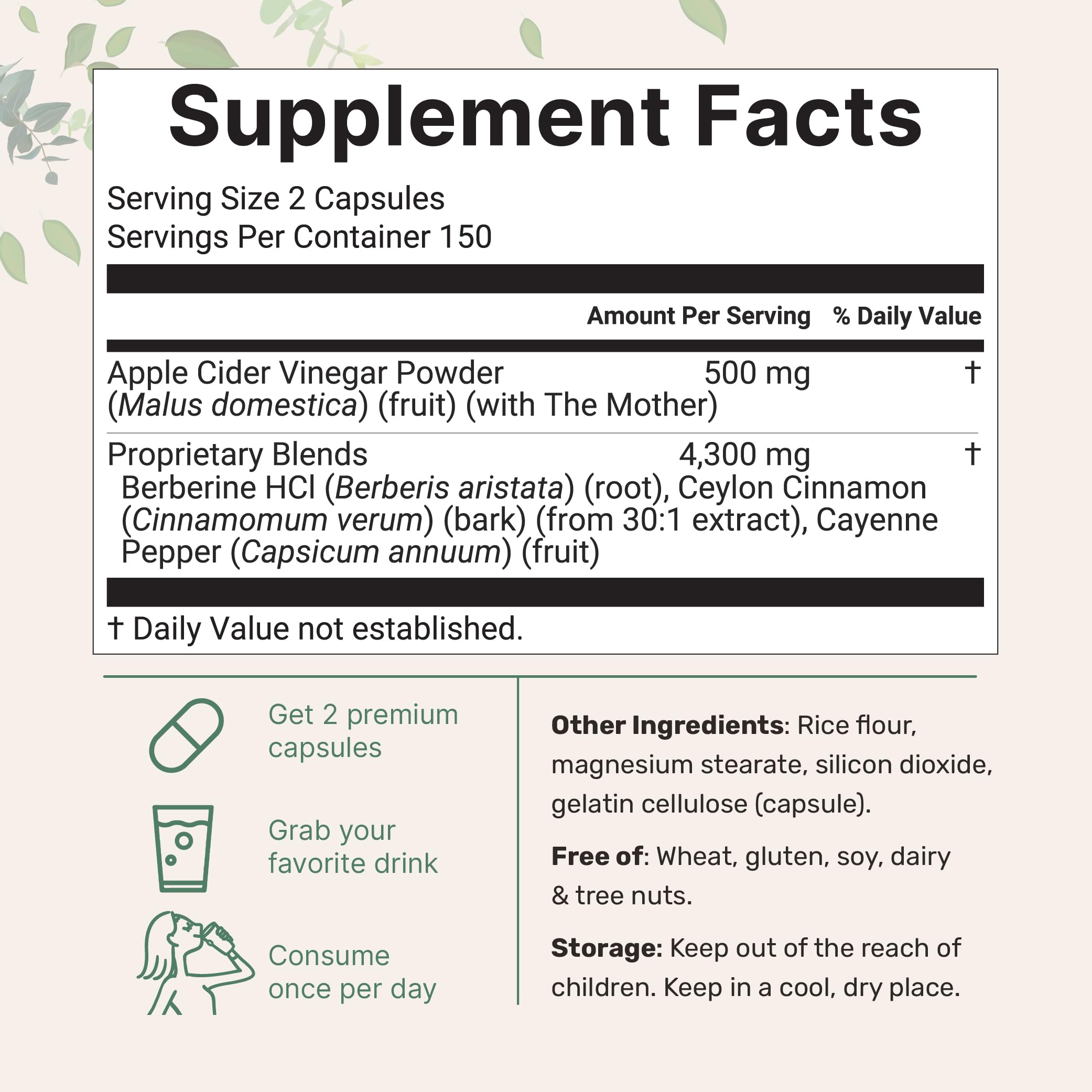 Micro Ingredients Apple Cider Vinegar Capsules | 4,800mg Per Serving, 300 Counts | 4-in-1 ACV Complex with The Mother | Ceylon Cinnamon, Cayenne Pepper & More | Immune, Digestion & Appetite Support