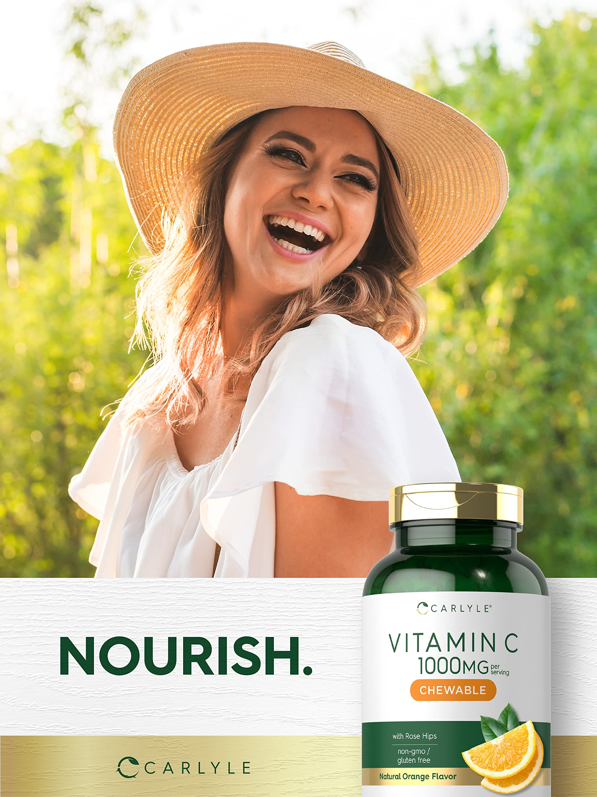 Carlyle Vitamin C Chewables | 1000mg | 180 Tablets | Vegetarian, Non-GMO, Gluten Free Supplement