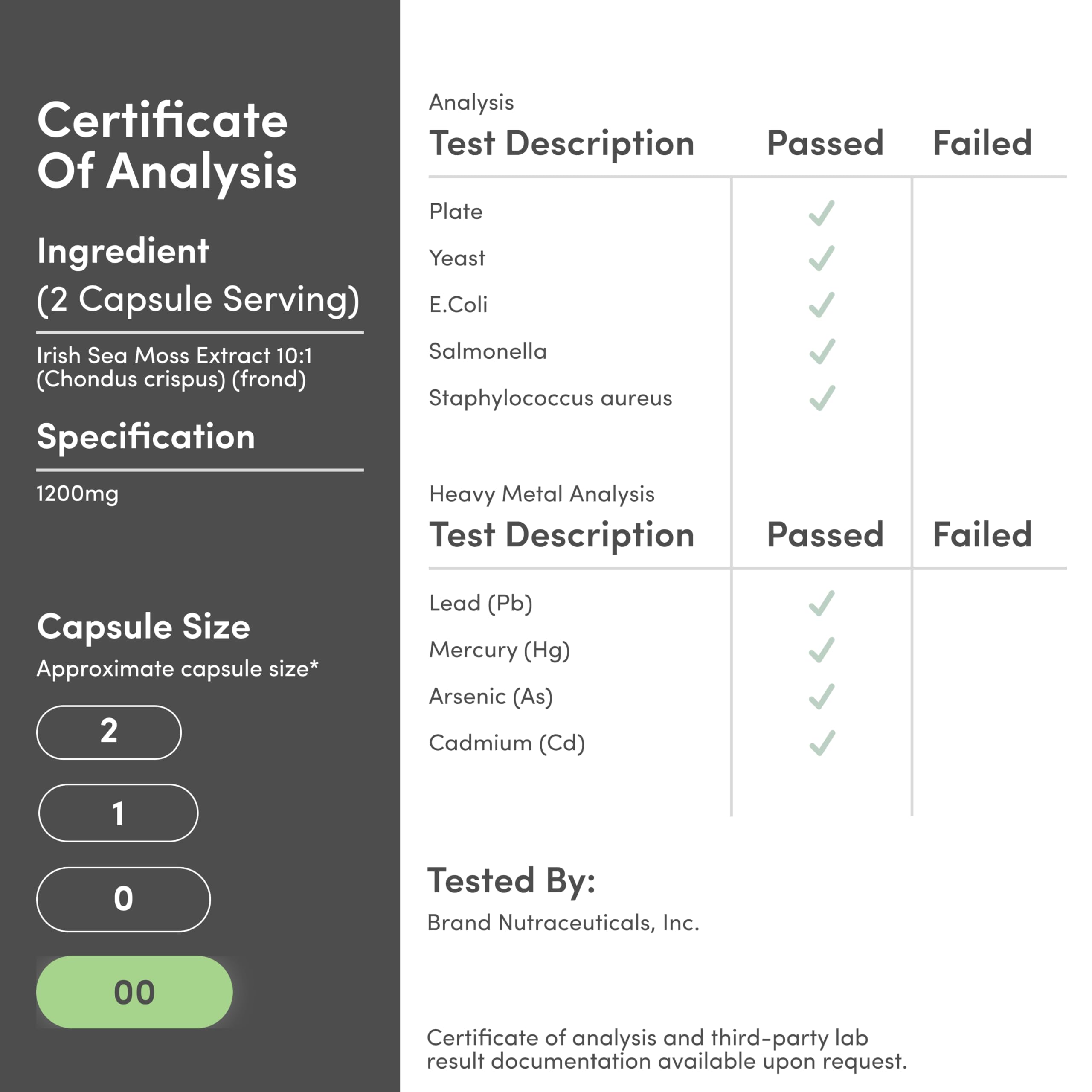 Irish Sea Moss Capsules, More Potent Than Sea Moss Gel Extract (180 Count, 1,200mg per Serving) (from Wildcrafted and Raw Chondrus Crispus) Nutrient Rich Superfood High in Minerals by Double Wood