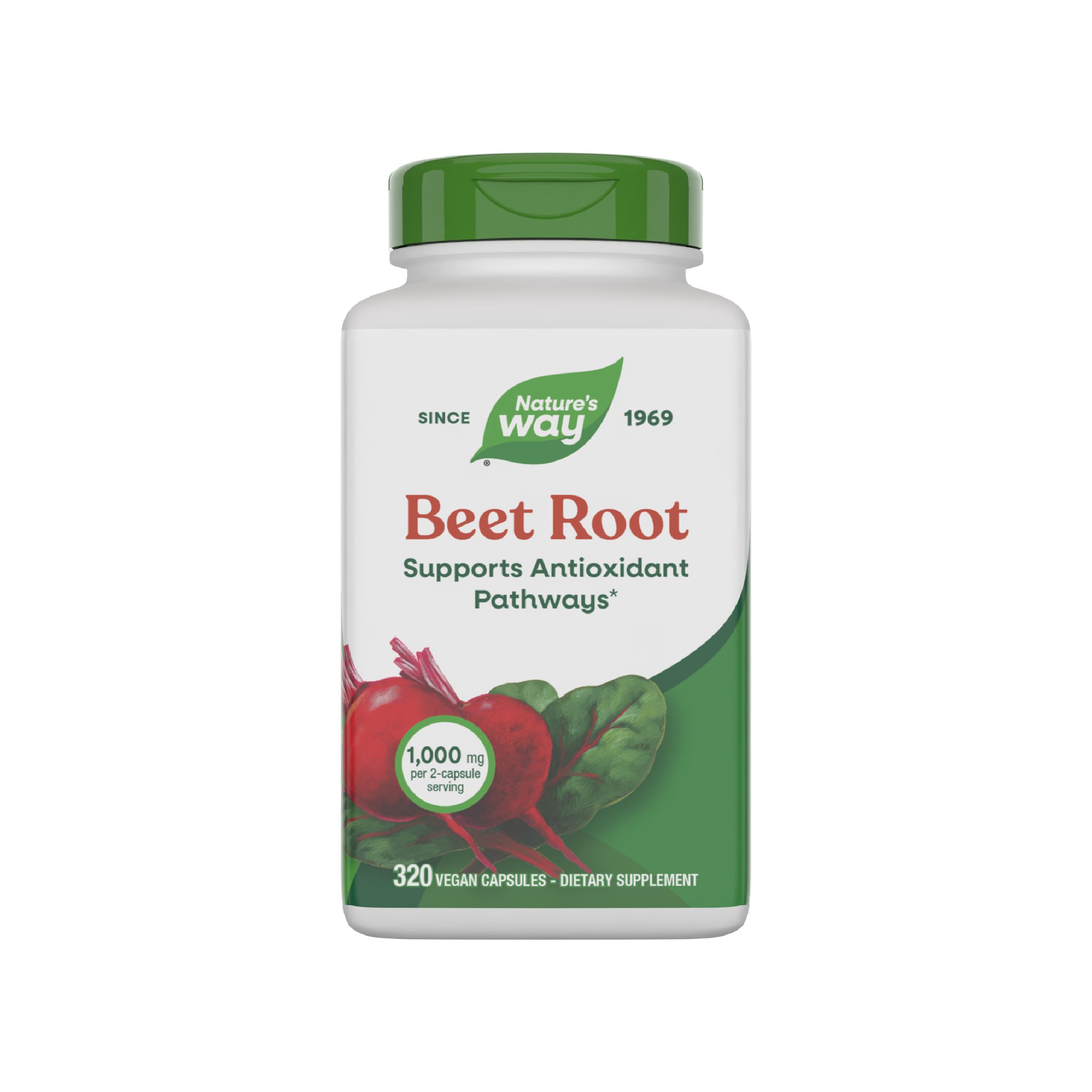 Nature's Way Beet Root Capsules, Supports Antioxidant Pathways*, Helps Neutralize Free Radicals*, 1000 mg per 2-Capsule Serving, Vegan, 320 Count (Packaging May Vary)