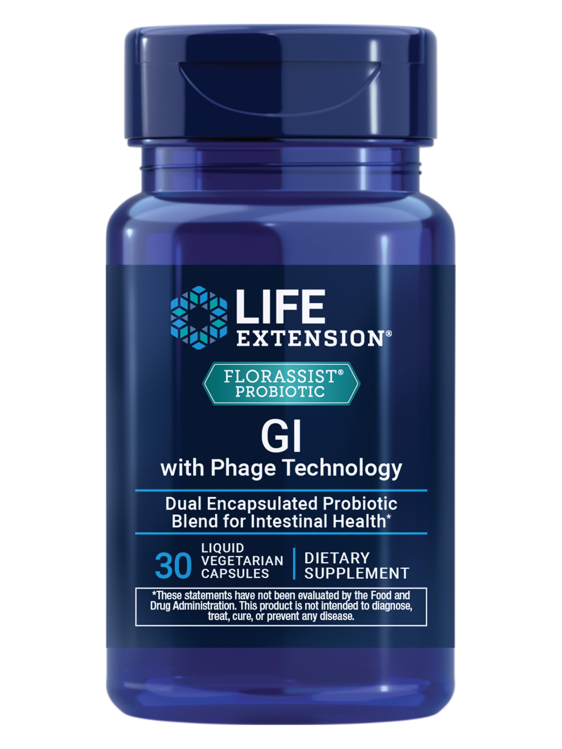 Life Extension FLORASSIST® Probiotic GI with Phage Technology, Digestive Health Supplement, microbiome Balance, Gut Health, Gluten Free, Vegetarian, 30 Capsules