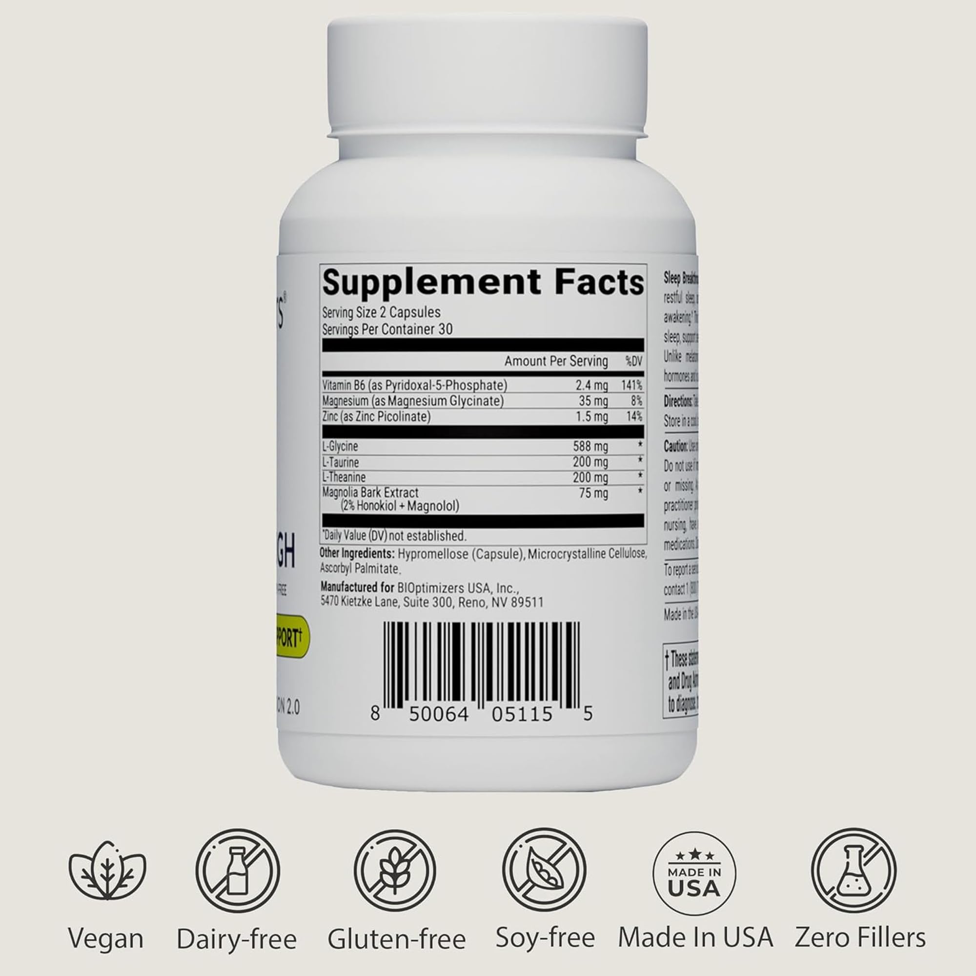 BIOptimizers Sleep Breakthrough Capsules - Natural Support Supplement | Calming Relief Aid for Adults | Non-Habit Forming | 60 Capsules