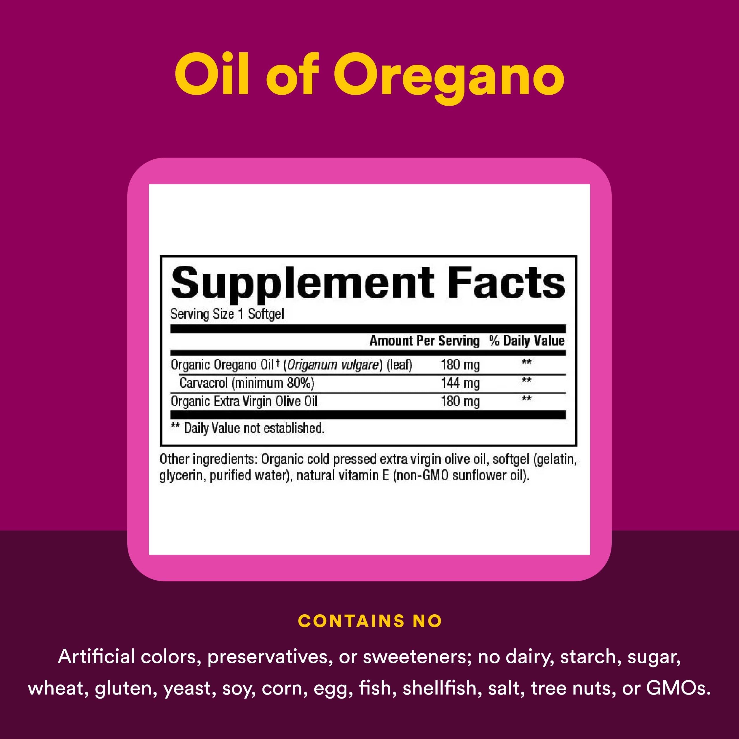 Natural Factors Oil of Oregano - Supports Healthy Immune System Function - Herbal Supplement with Olive Oil & Vitamin E - Non-GMO Antioxidant Support Supplement - 60 Softgels (60 Servings)
