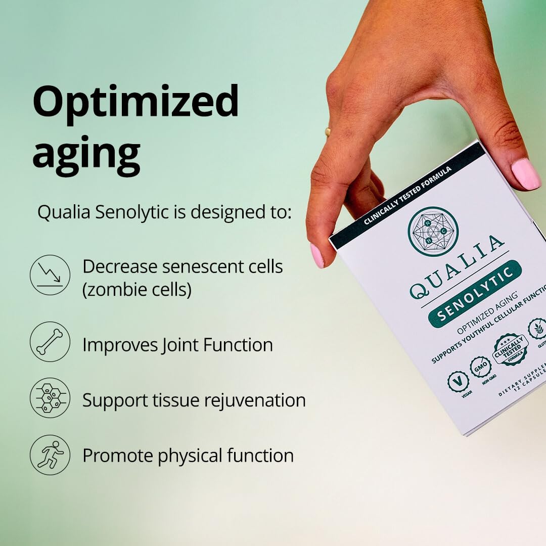 Qualia Senolytic Supplement, Fisetin, Quercetin, Piperlongumine & More, Aging Supplement That Supports Optimal Cell Repair & Rejuvenation, Naturally Eliminate Zombie Cells, Capsules, 2 Box