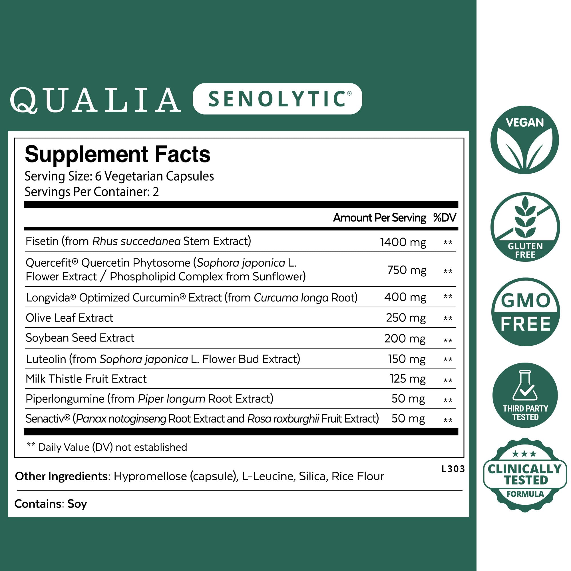 Qualia Senolytic Supplement, Fisetin, Quercetin, Piperlongumine & More, Aging Supplement That Supports Optimal Cell Repair & Rejuvenation, Naturally Eliminate Zombie Cells, Capsules, 2 Box