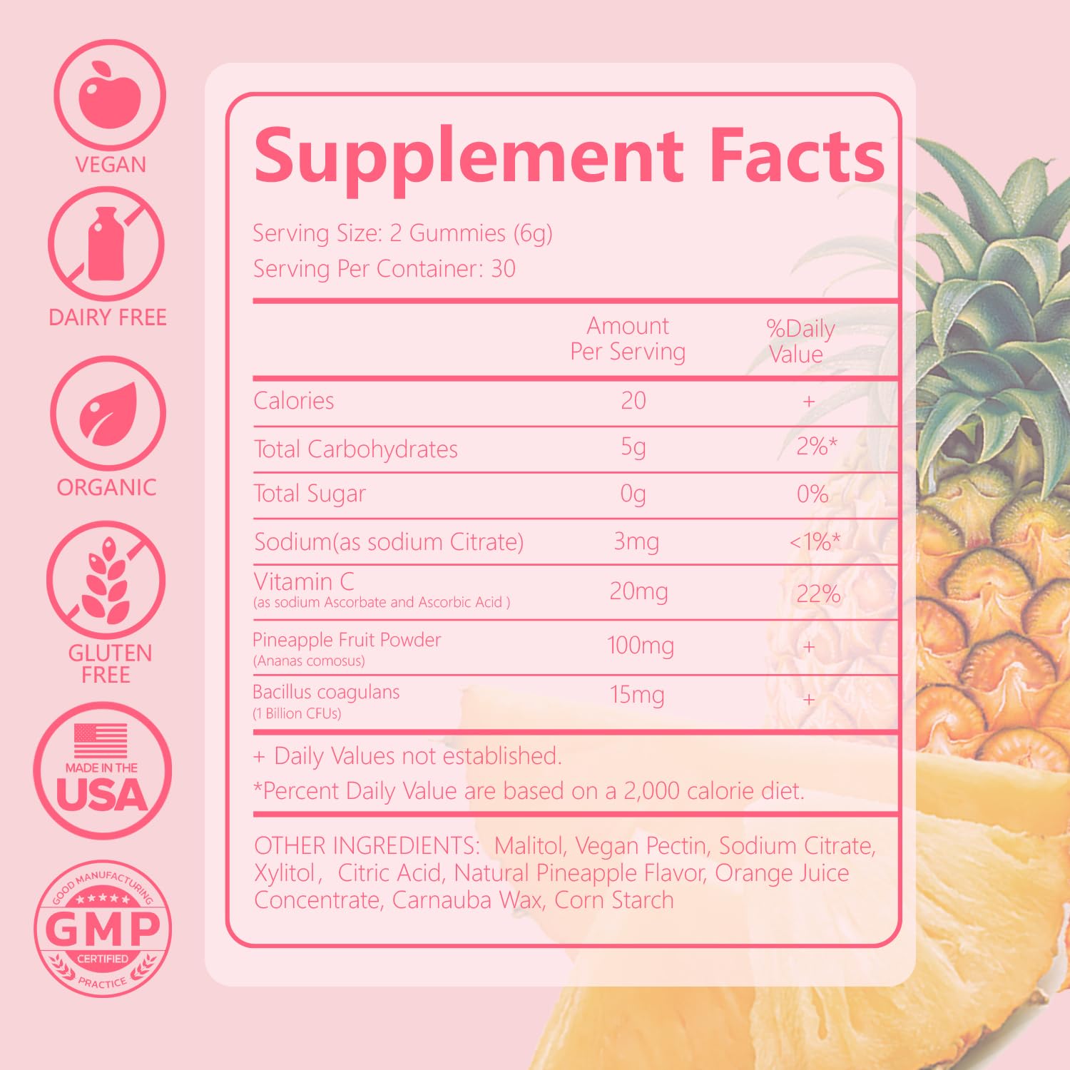 Crasye Premium Feminine Balance Gummies PH Balance Vaginal Health Gummies Probiotics Hawaiian Pineapple Female Gummy for Women Private Area - 60 Gummies - 30 Servings
