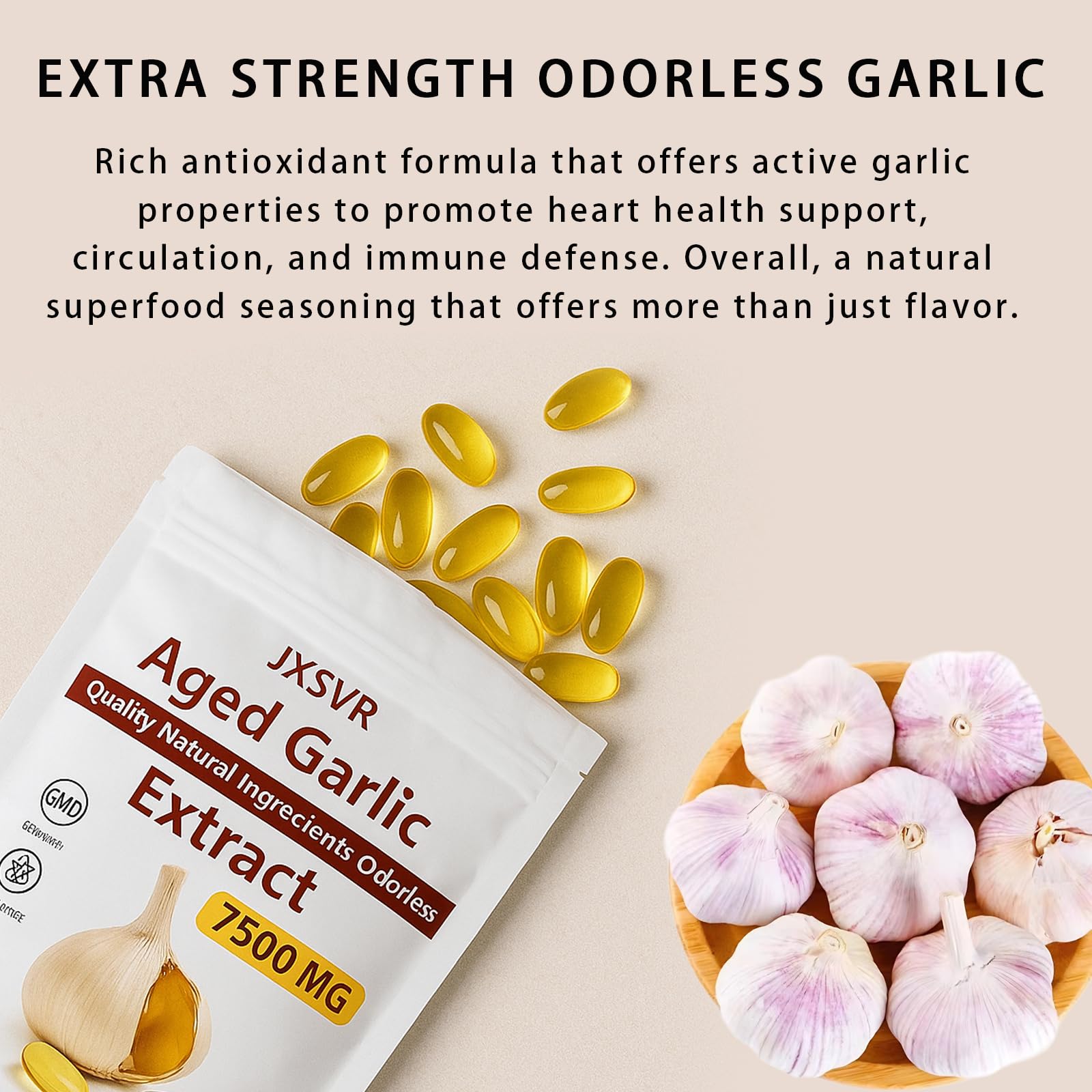 Aged Garlic Extract, 300 Softgels, 7500mg Odorless | Heart & Immune Antioxidant Supplements, Vegetarian, All-Natural, Non-GMO (1)