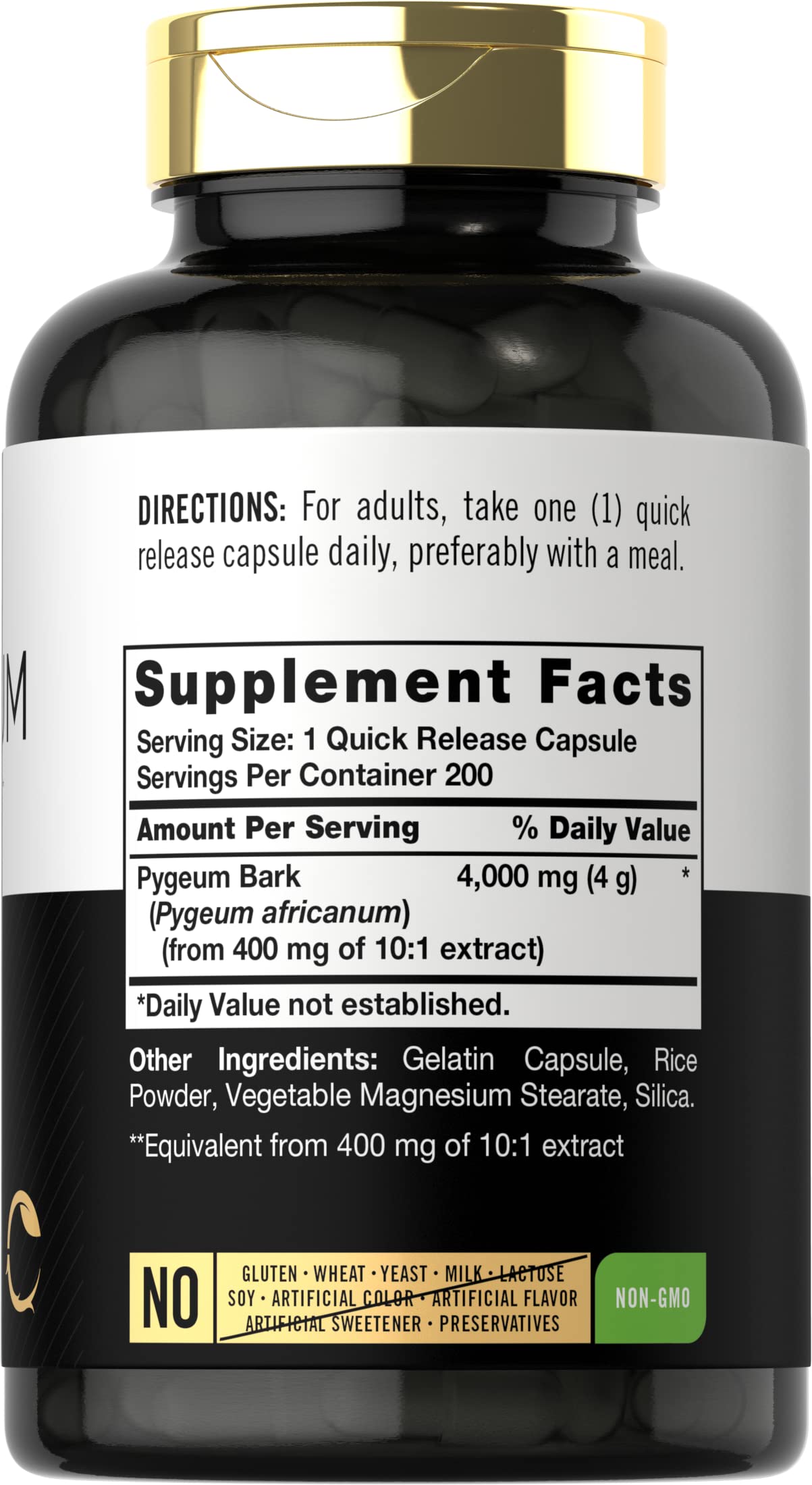 Carlyle Pygeum Africanum Bark | 200 Capsules | High Potency Extract | Non-GMO, Gluten Free Supplement