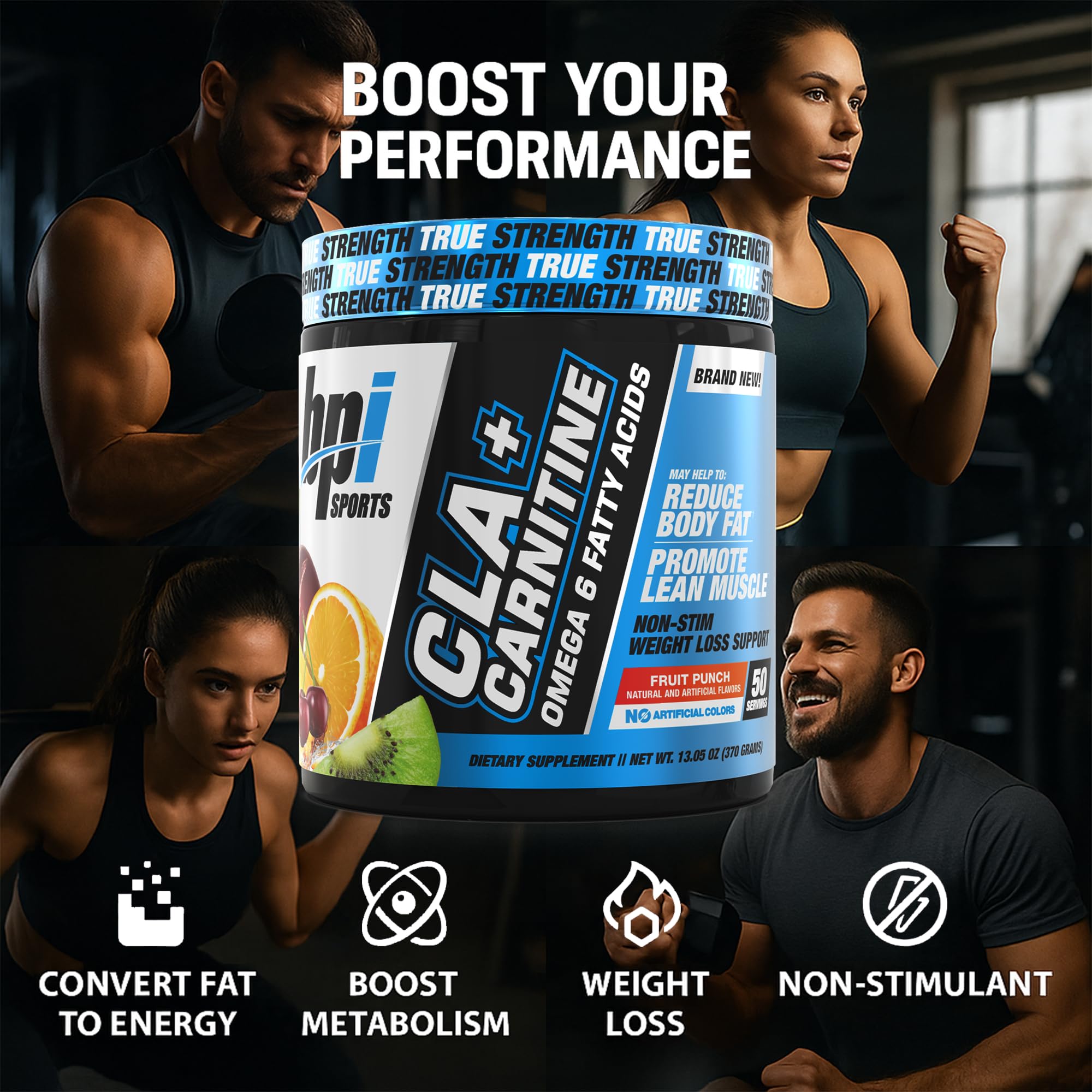 BPI Sports CLA+Carnitine – CLA L Carnitine & Linoleic Acid – L Carnitine Supplement for Weight Loss, Metabolism & Lean Muscle – Caffeine Free – Fruit Punch – 50 Servings – 12.34 oz