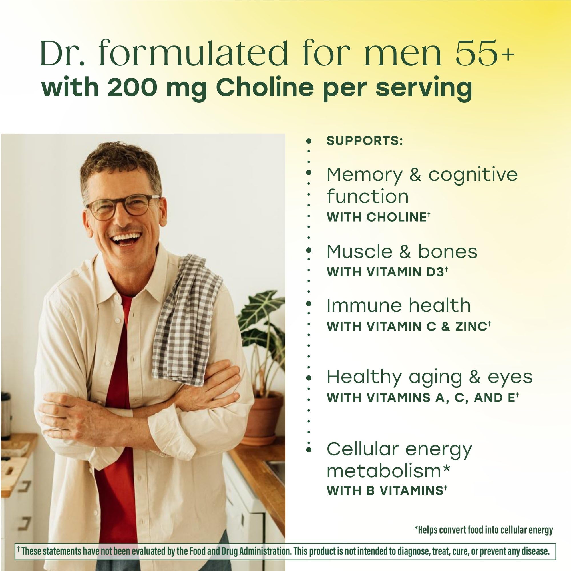 MegaFood Advanced Multivitamin for Men 55+, Mens Multivitamins 50 Plus, Methylated B12, Methyl folate, Choline, Vitamin D, Brain & Muscle Health, Immune Support, Vegetarian - 120 Tablets (60 Servings)