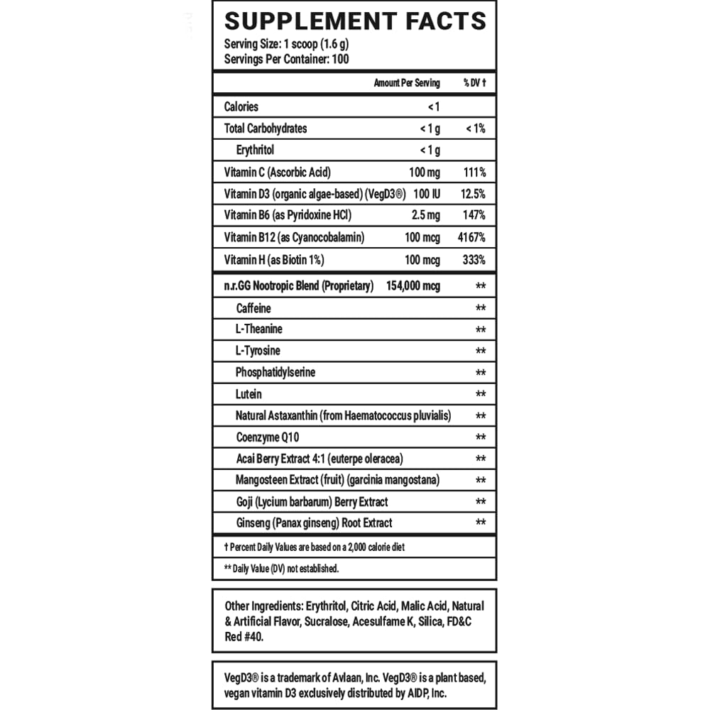 Gamer Supps GG Energy - Good by SMii7Y (100 Servings) - Keto Friendly Gaming Energy and Nootropic Blend, Sugar Free + Organic Caffeine + Vitamins + Immune Support, Powder Drink